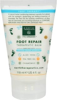 Earth Therapeutics Tea Tree Oil Foot Balm -Australian Tea Tree Oil with Aloe Vera & Chamomile – Hydrates, Softens & Conditions Dry Cracked Feet, Heel % Calluses – Soothe Irritated Skin ~ 4Oz