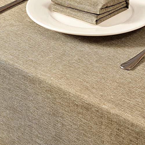 Mebakuk Rectangle Table Cloth Linen Farmhouse Tablecloth Waterproof Anti-Shrink Soft And Wrinkle Resistant Decorative Fabric Table Cover For Kitchen (Oblong 52 X 70 Inch (4-6 Seats), Mocha) #TOP1