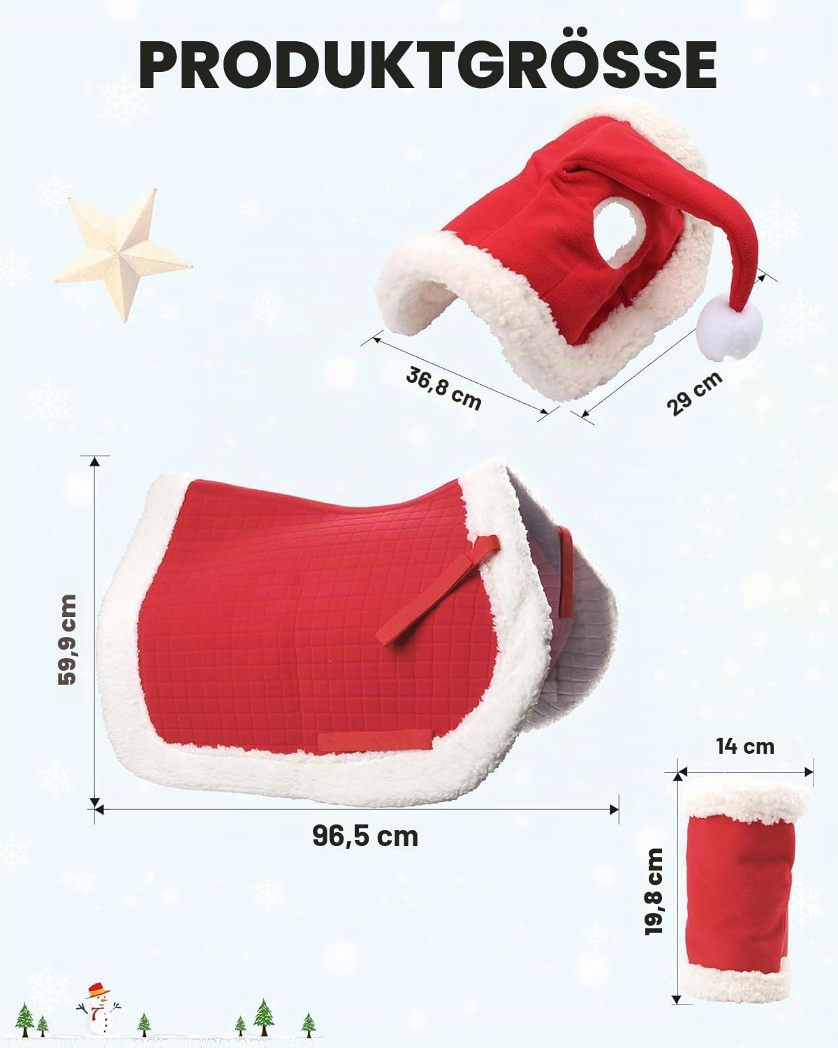 Weihnachtskostüm Pferde zubehör zum Tragen：Sunnyload Stück Weihnachts Schabracken Santa-Leg-Wraps mit Faux-Fell EIN fröhliches weihnachtsmütze für reithelm（weihnachtskostüm Pferd Neues Modell）