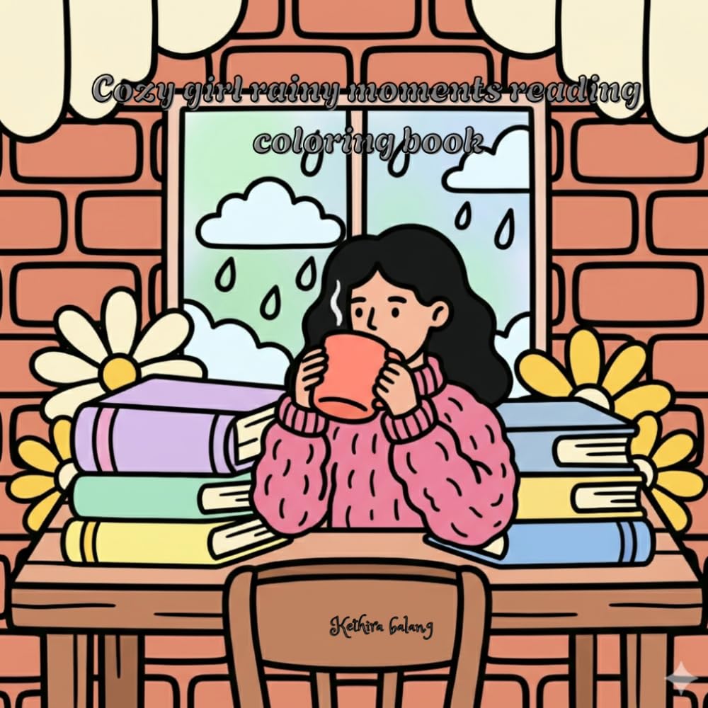 Cozy Girl rainy Moments reading coloring book: A Bold & Easy Cozy Coloring Book of Soft-Life Girls, Warm Drinks, and Peaceful Book Nooks