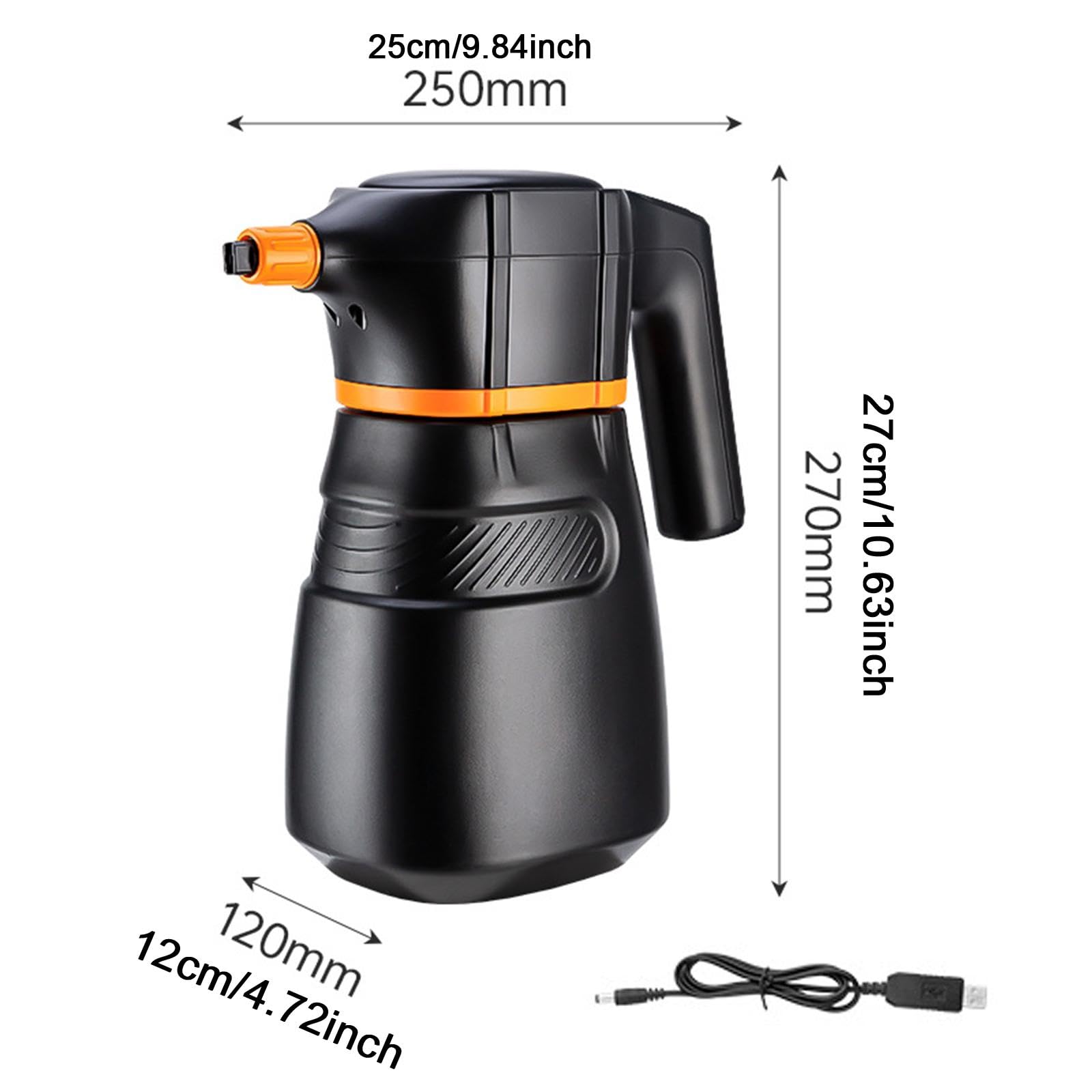 Elektrischer Schaumsprüher, Drucksprüher, Handpumpensprüher, 2 L, für Fahrzeugaufbereitung Und Autopflege, Schwarz Orange