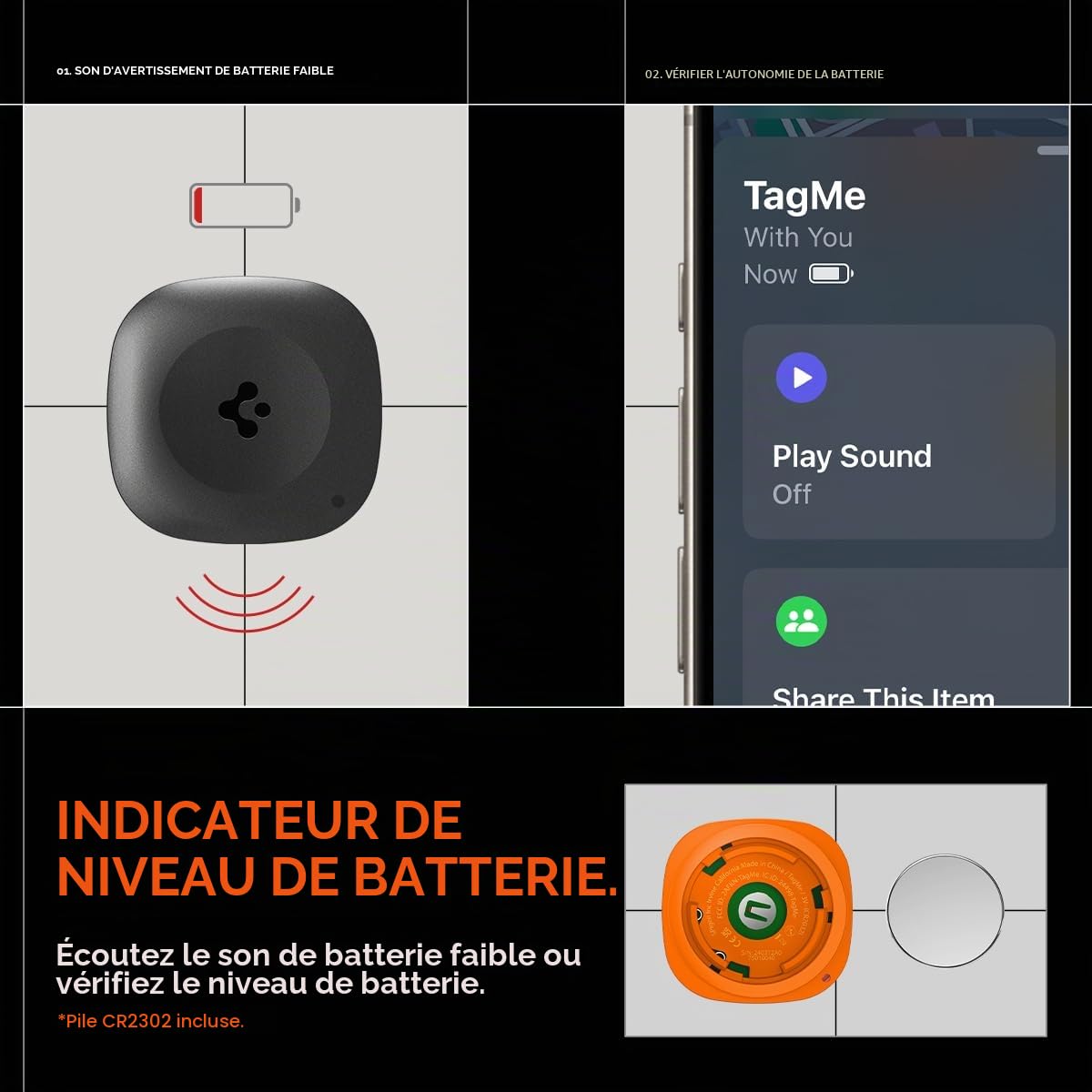 Spigen Tag Me Localisateur d’Article Bluetooth Tracker Compatible avec Application d'Apple (iOS et MacBook Uniquement) (1 pièce) - Noir