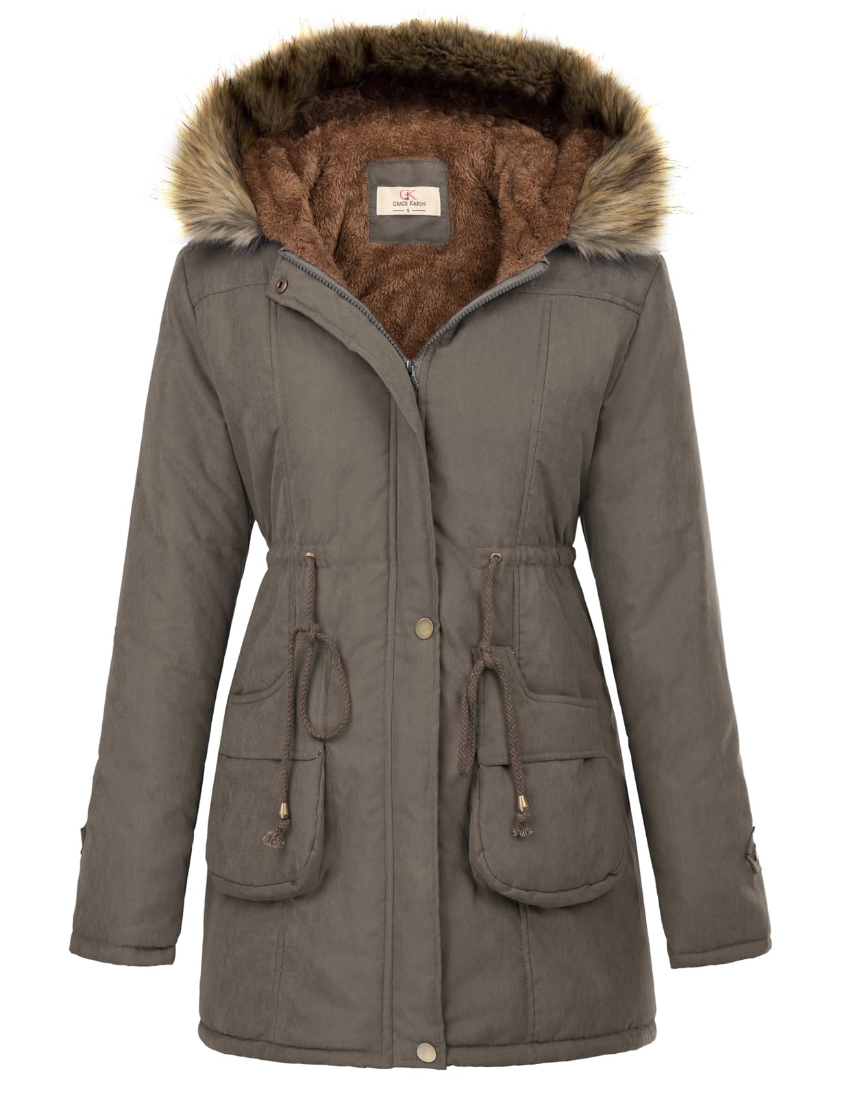 Womens Hooded Warm Winter Thicken Fleece Lined Parkas Long Coats-image-33