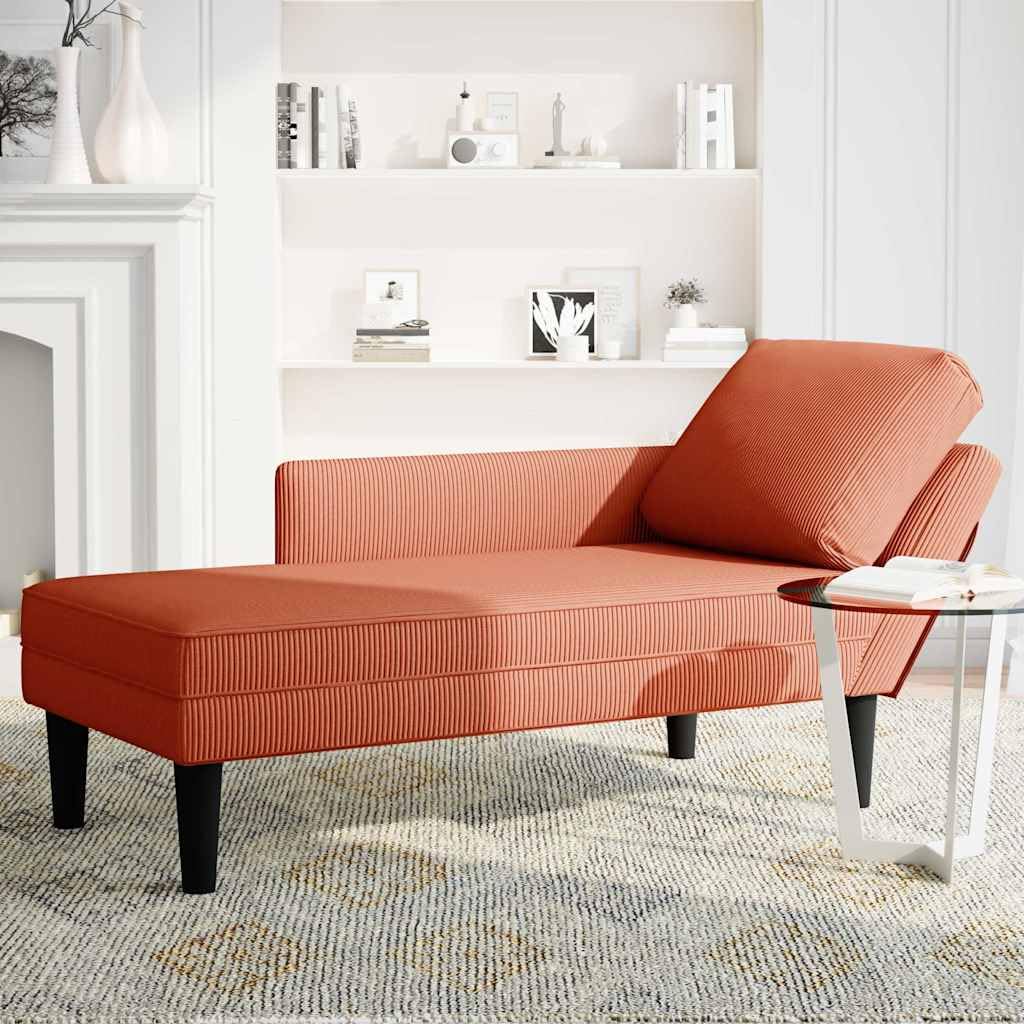 Sedia a sdraio con cuscino rosso arancione in tessuto velluto a