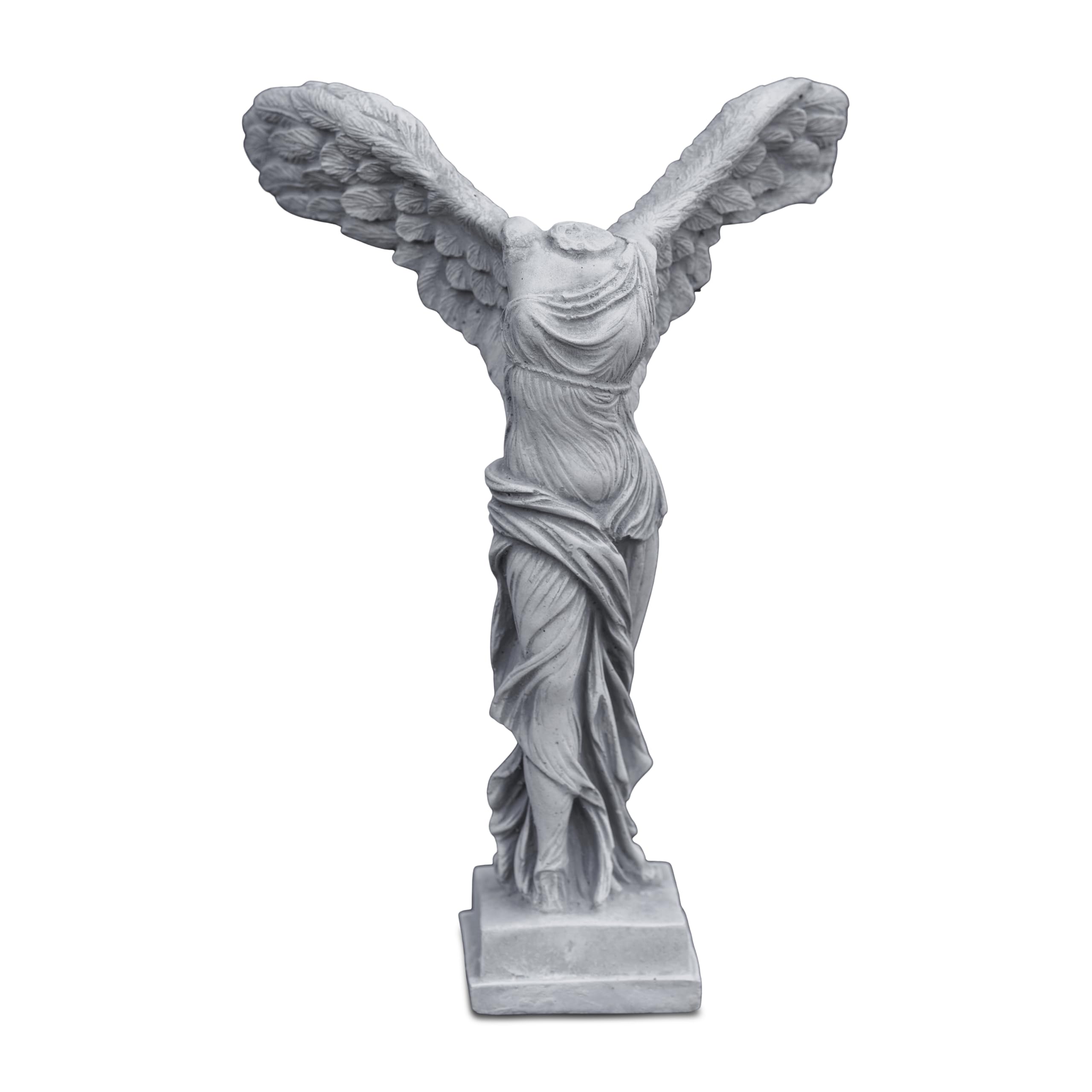 gartendekoparadies.de Nike von Samothrake Steinguss-Skulptur, Grau, 38 cm, 4 kg, Frostsicher, Klassische Gartendekoration