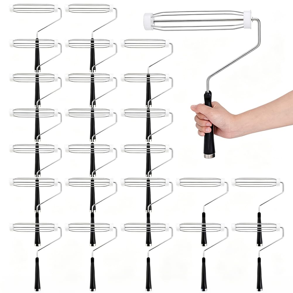AHANDMAKER Paquete de 24 rodillos de pintura de plástico de 9 pulgadas, herramientas de pintura de rodillo grande con mango ligero para paredes de casa, pintura interior y suministros de mejora del