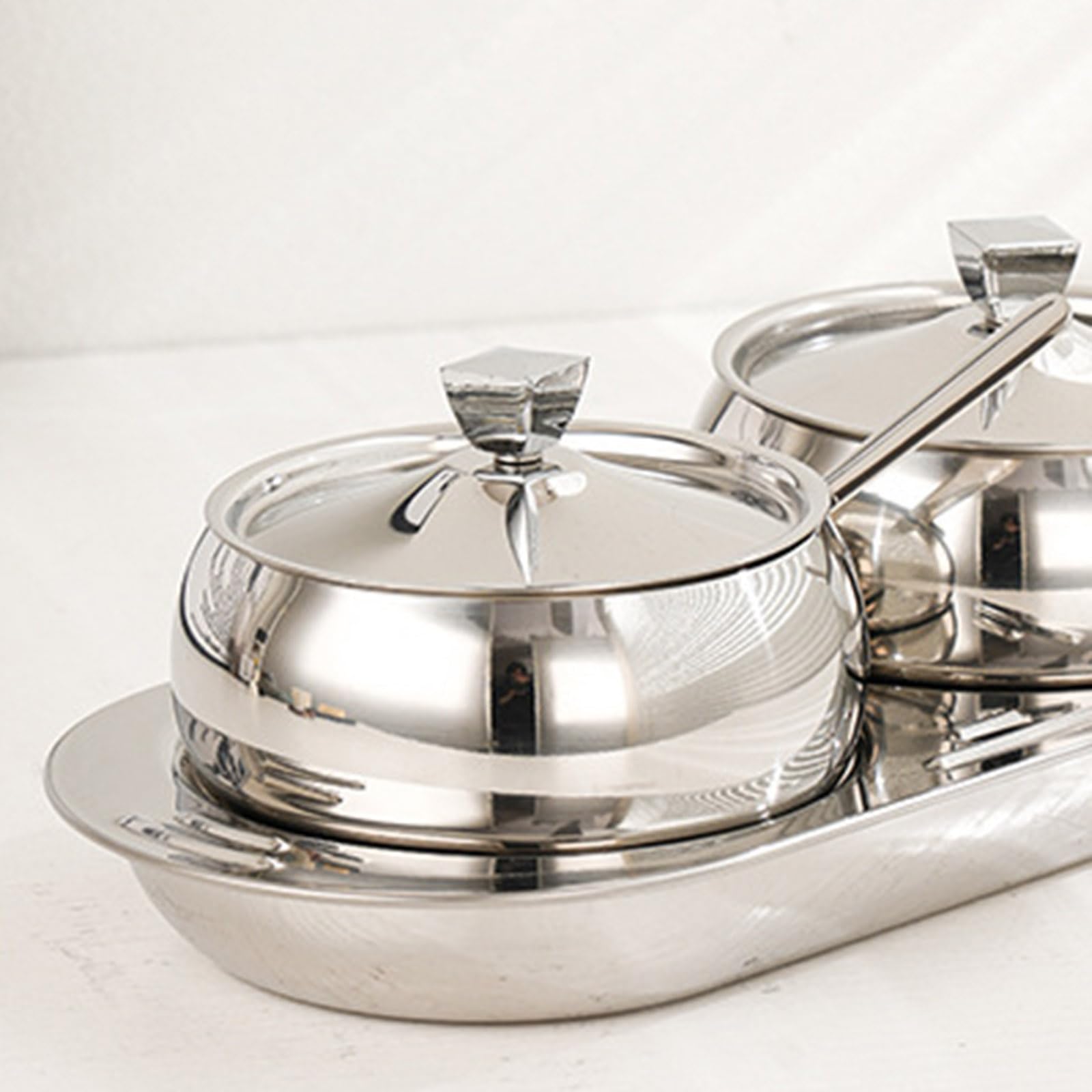 Gewürzdosen-Set aus 304 Edelstahl, mit Deckel, Löffel, Tablett, Gewürzgläser, Aufbewahrungsdose für Küche und Outdoor, Kochen, Heimkochen