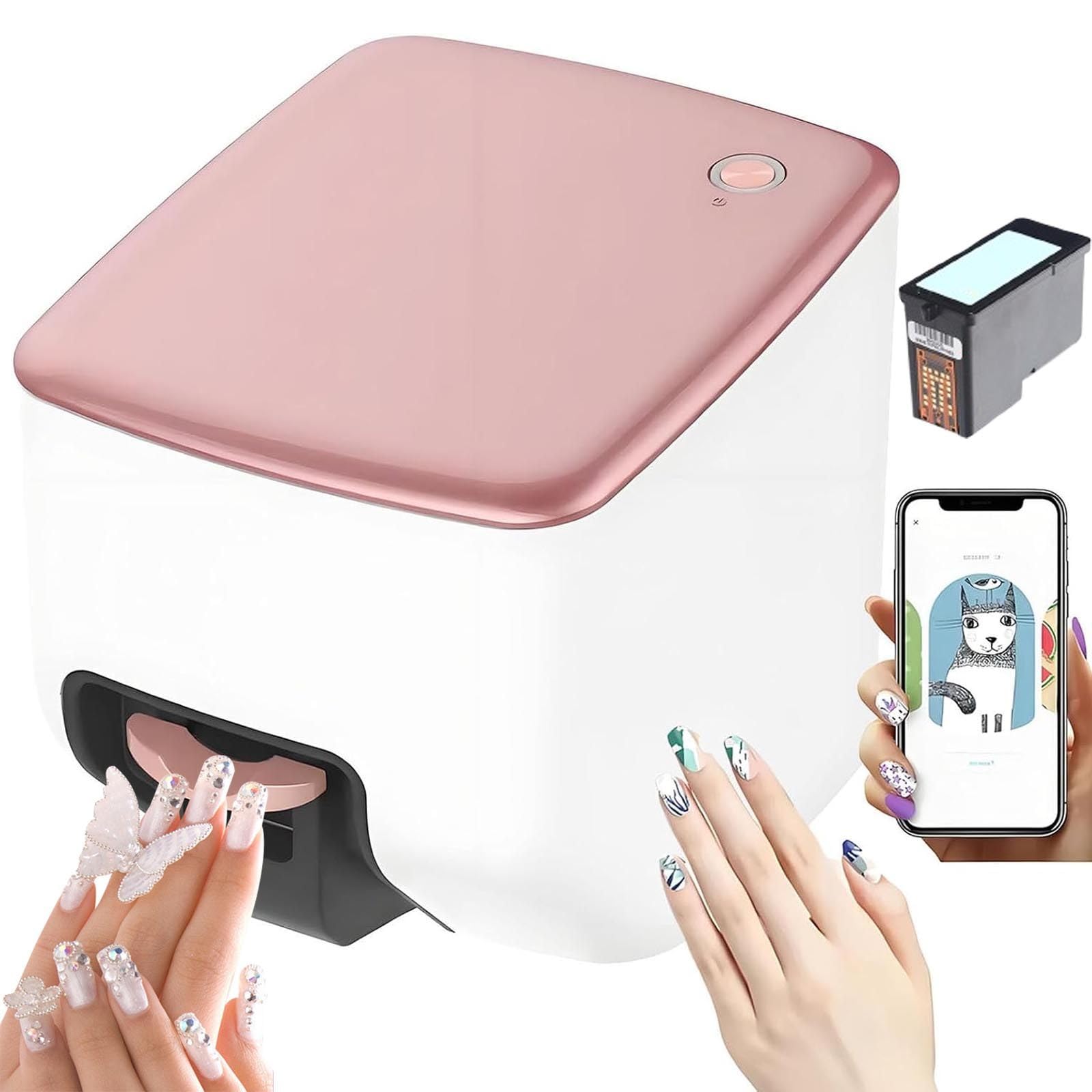 Leichter Nagelkunstdrucker, 3D-Smart-Nageldrucker, WiFi-Verbindungssteuerung, automatische Erkennung der Nagelform, schnelles Zeichnen in 10 Sekunden, hochauflösendes Malen mit 4800 DPI