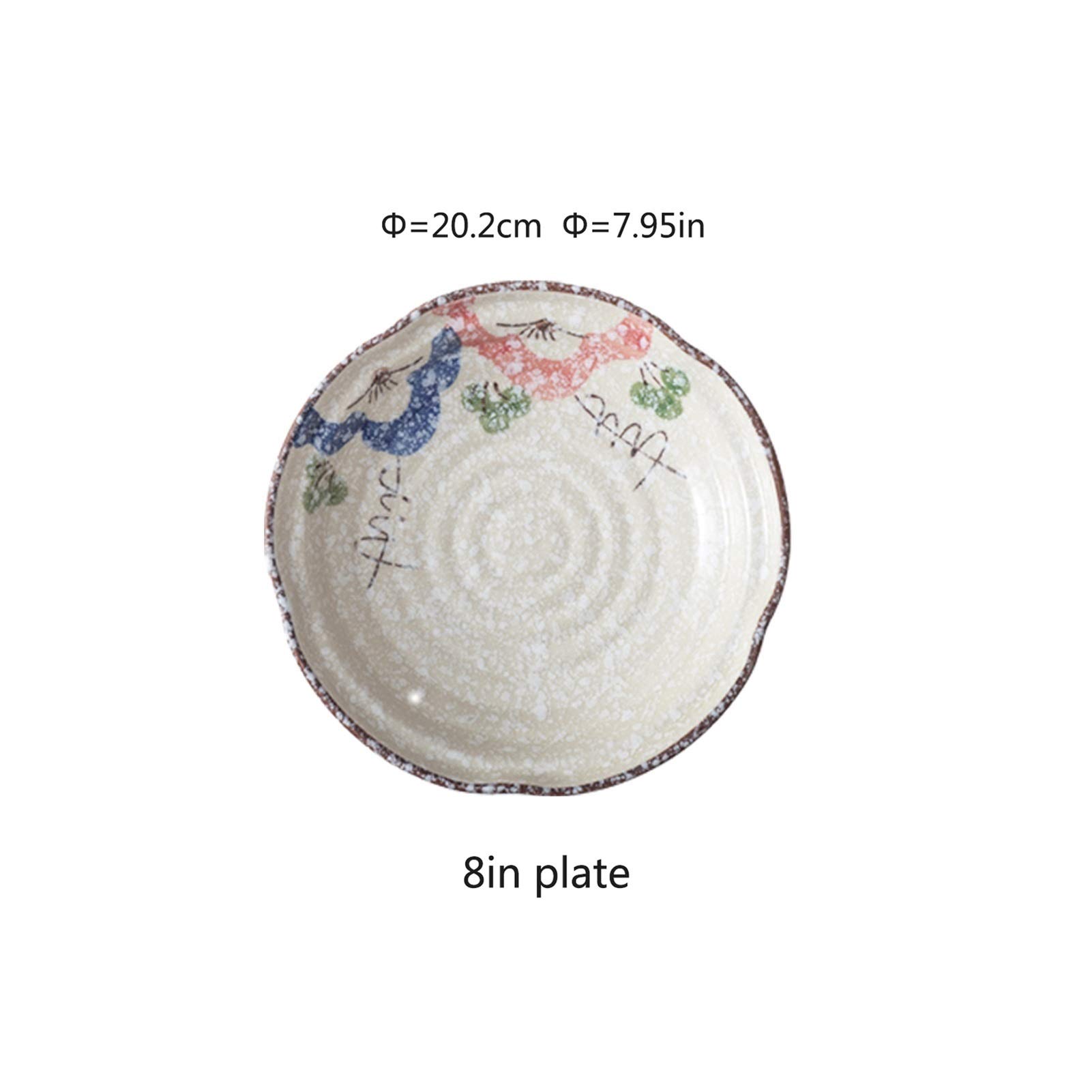 Talerz Obiadowy/Talerze Sałatkowe Okrągłe ceramiczne motywy kwiatowe płyta obiadowa, oszklony deser, sałatka, płyta makaronowa, 8-calowa płyta zakąska, zestaw 4 sztuk. zestaw talerzy/małe talerze ob