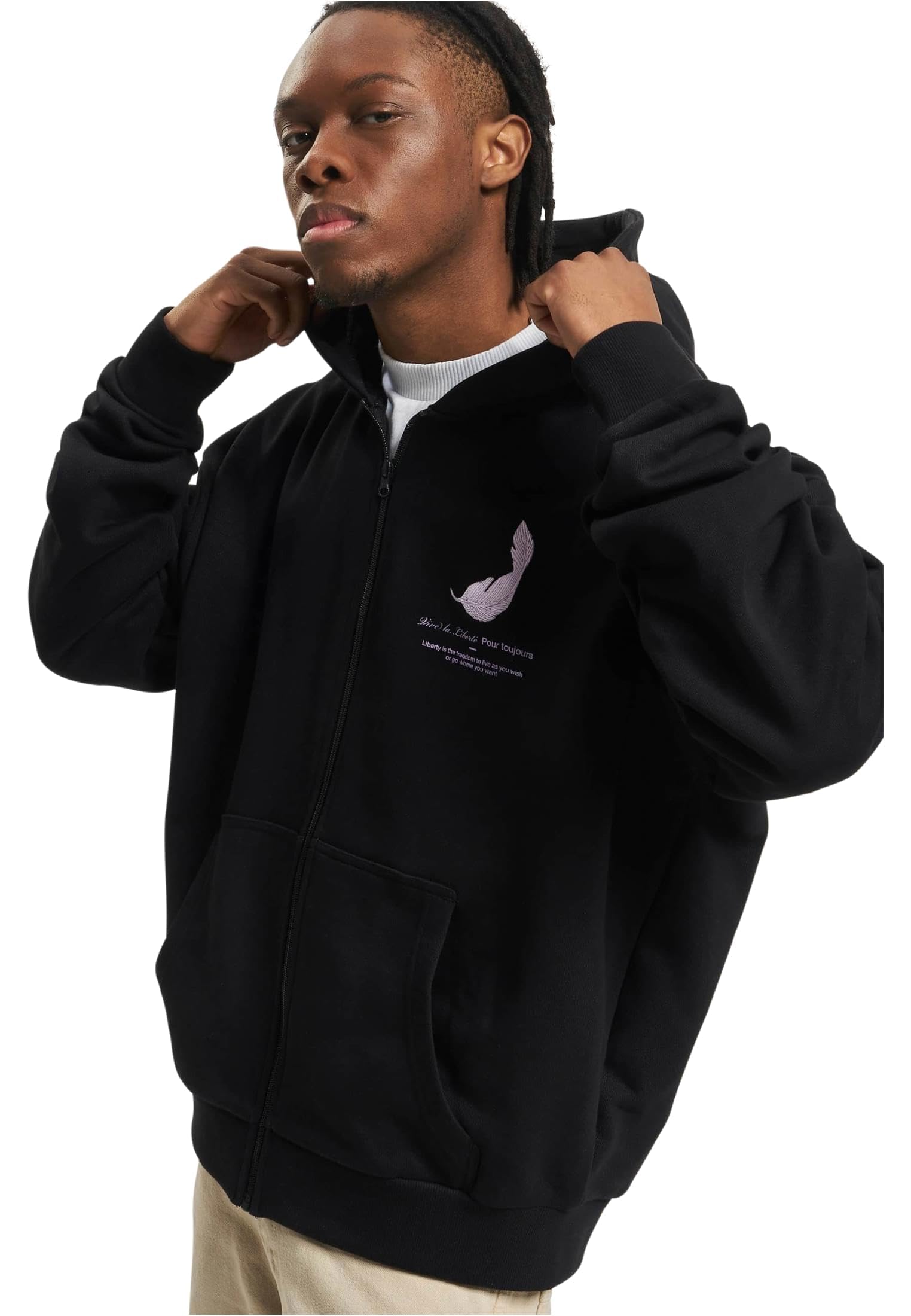 Mister tee Mt2477-vive La Liberte Heavy Oversize Zip Hoody Sudadera con Capucha Hombre