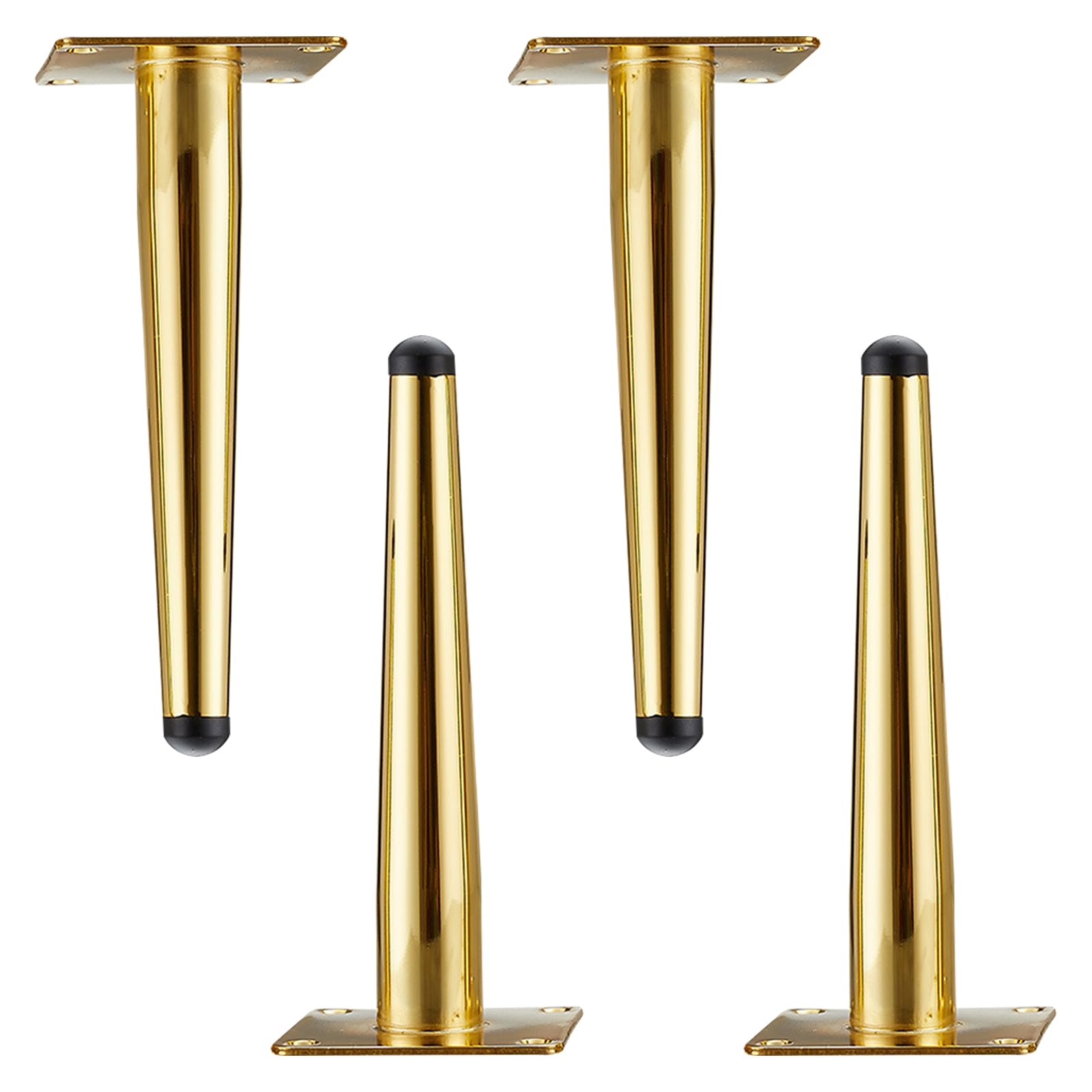 Generico Gambe per Mobili Supporto 4 Pezzi Piedini per Tavolo in Acciaio Laminato A Freddo Dorato Superficie Galvanica Piedini per Divano Altezza: 10-72 cm Piedini per Mobile 50 cm/19,7"