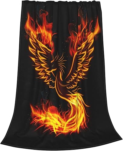 Miniatura 2 de Manta de forro polar con diseño de pájaro fénix y fuego ardiente para todas las estaciones, manta ligera para sofá, cama, sofá, oficina, regalo, 50