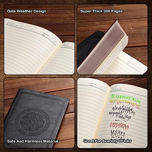 Leather Vintage Journal Notebook,300 Pages Softcover Leather Lined Journal Notebook For Women Men,300 Pages Notebook For Travel,Business,Work,Office,School Note Taking,5.7'' X 8.3'',Black #TOP4