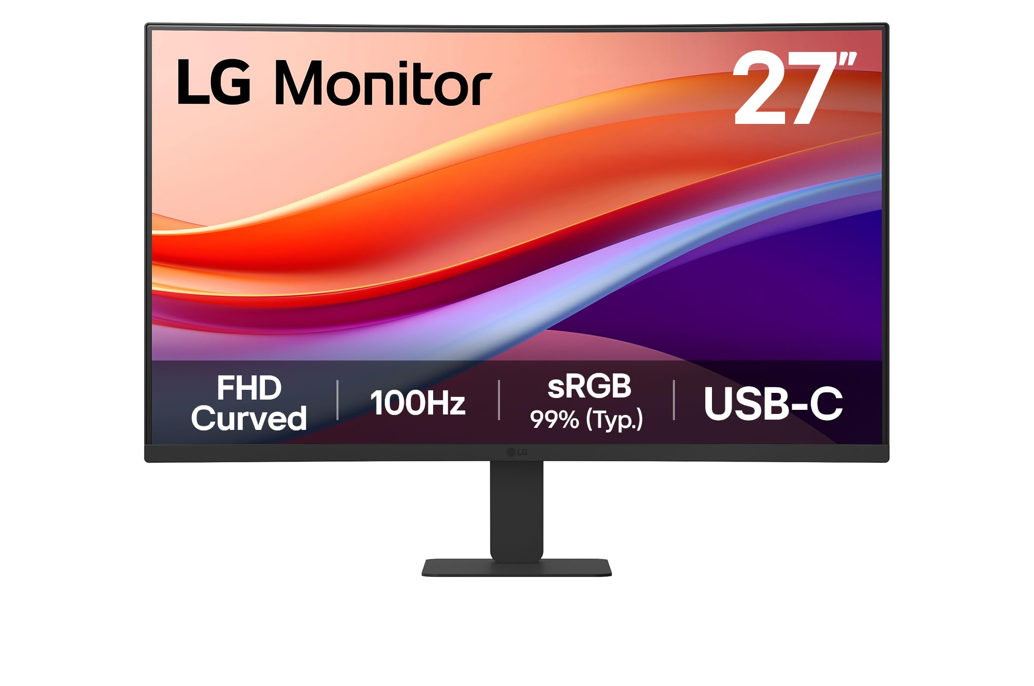 LG 27U421A-B Ecran PC bureautique 27" - Dalle IPS résolution FHD (1920x1080), 5ms 100Hz, HDR 10, sRGB 99% (CIE1931), inclinable, HDMI 2.0, USB-C (15W)