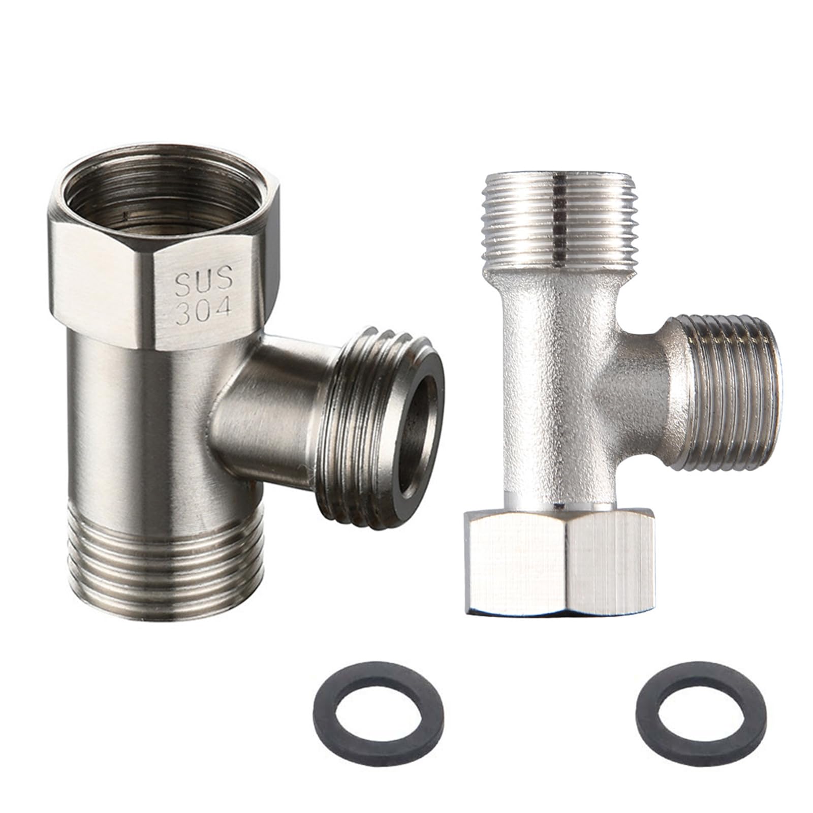 KASESSS 2 PCS 3 Way T Shape Adapter, Shower Diverter Valve G1/2", 3/8", Anti-Rust Diverter Valve Brass T Adapter