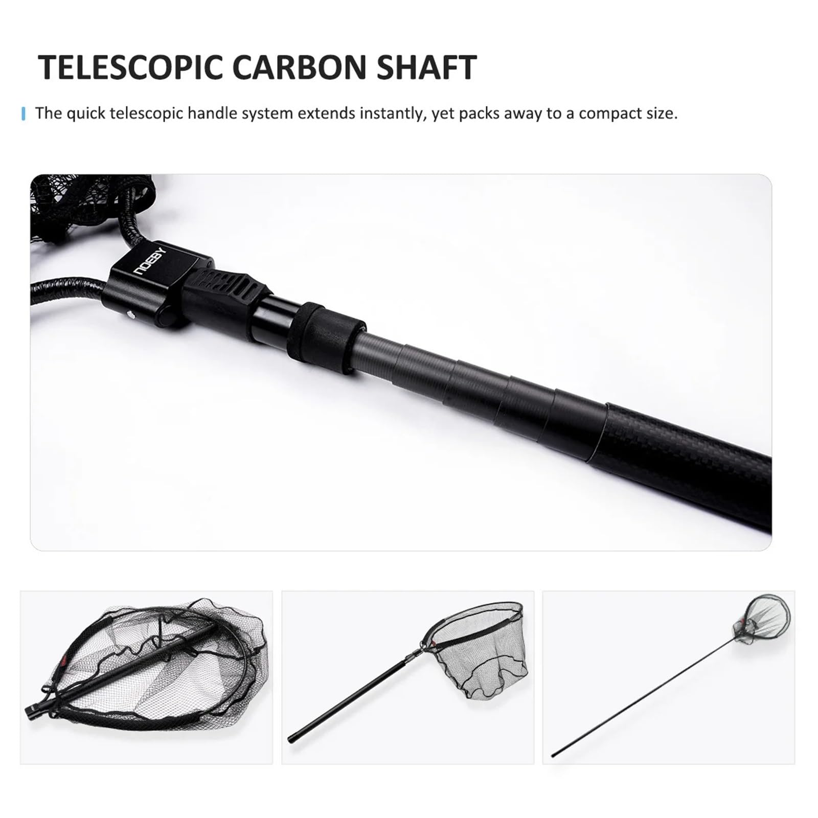 Guadino Pesca Telescopico Guadino con Telaio in Carbonio, Attrezzatura da Pesca, Galleggiante Pieghevole, Lunghezza 122 Cm-326 Cm, 60 Cm X 50 Cm