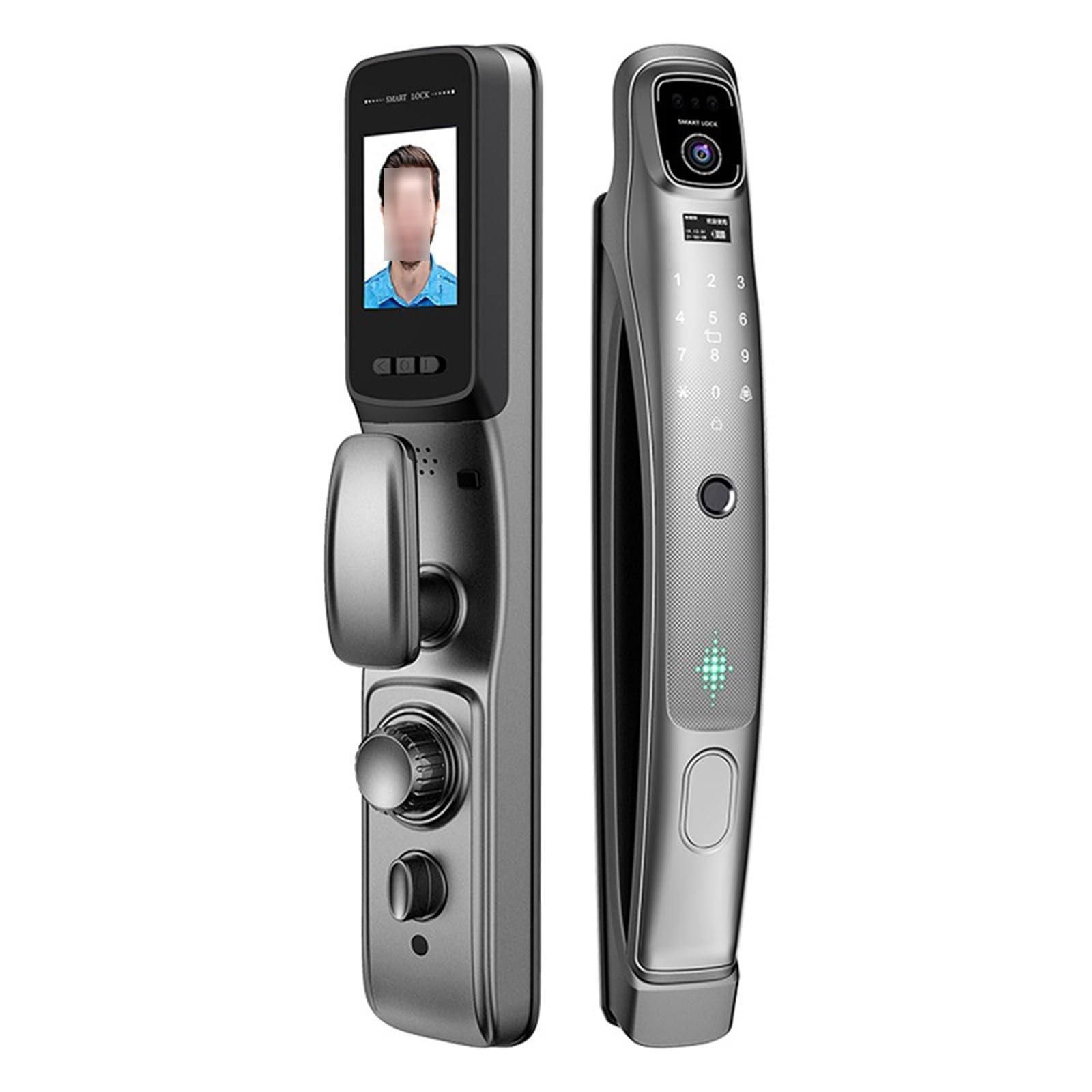 Serratura Smart Con Impronte Digitali 3D Face Smart Door Con Monitor Telecamera Di Sicurezza Serratura Elettronica Wifi Per Casa, Appartamento, Ufficio, Porta D'ingresso, Camera Da Letto