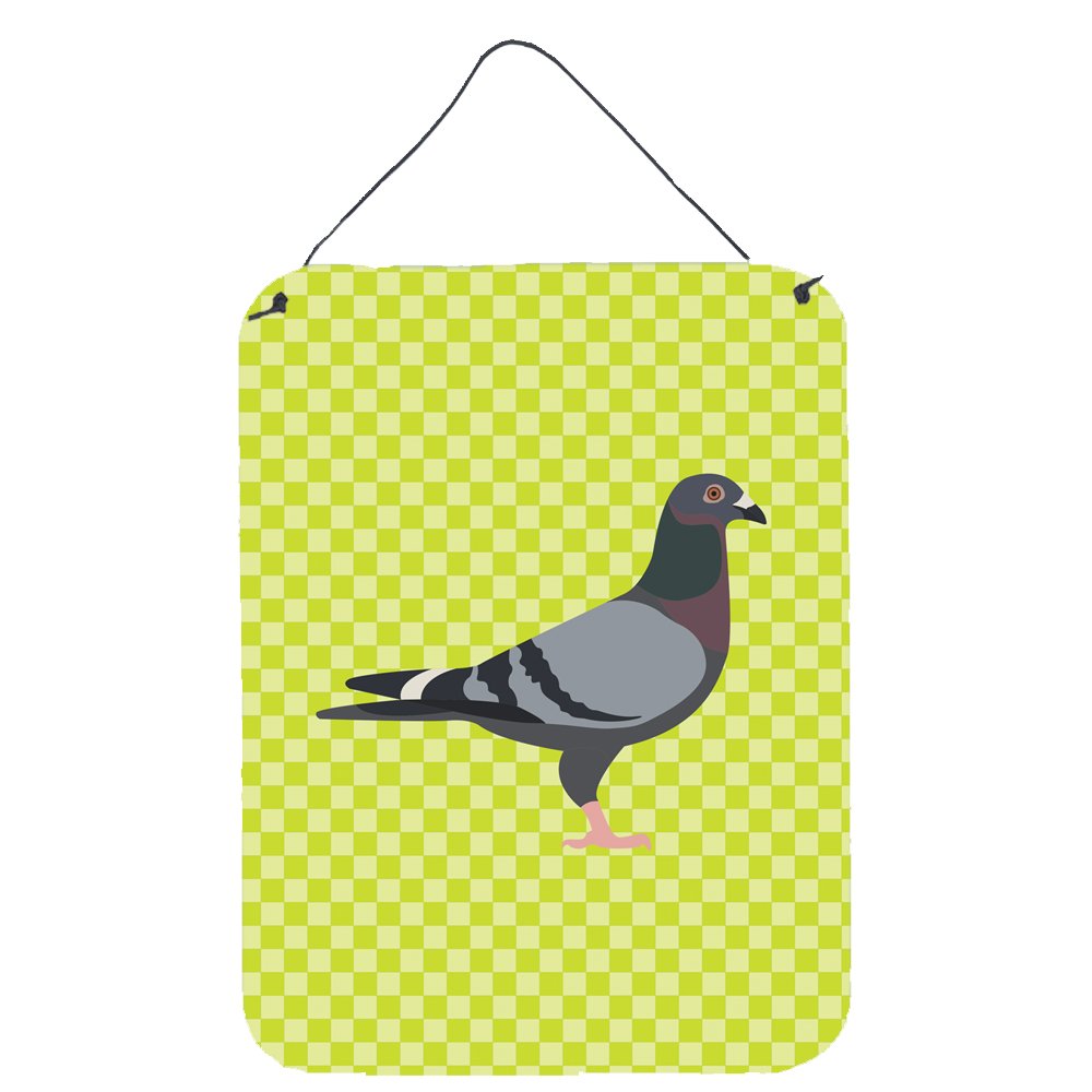 Racing Pigeon impression métal vert multicolore 16x12 W tableau oiseau