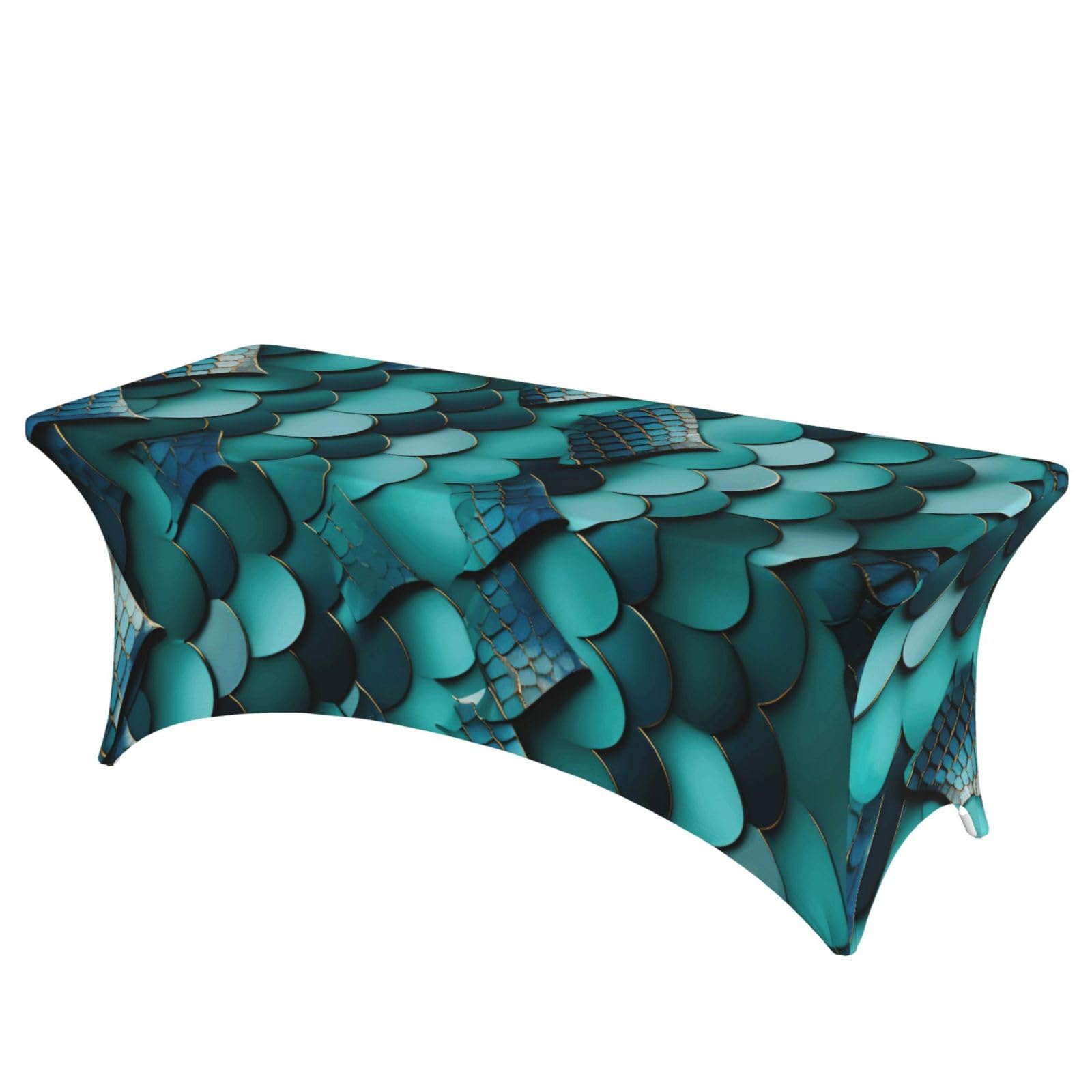 AYYQWE Mermaid Fish Scale Print Print Elastic Rectangular Tablecloth For Banquet Outdoor Picnics Office Table Cover