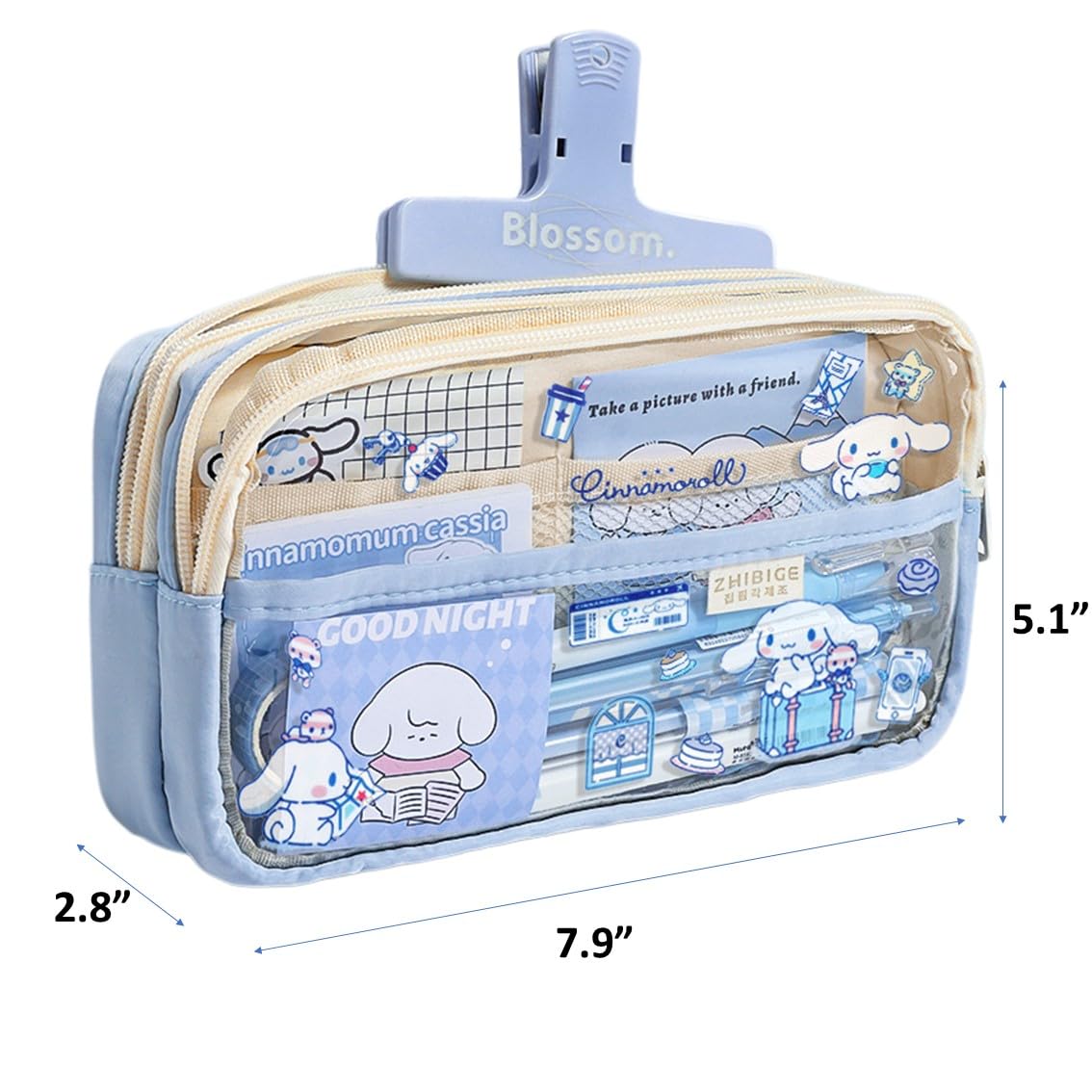 Amazon.com: Kawaii Cute Clear Pencil Case with Free Stickers Pen