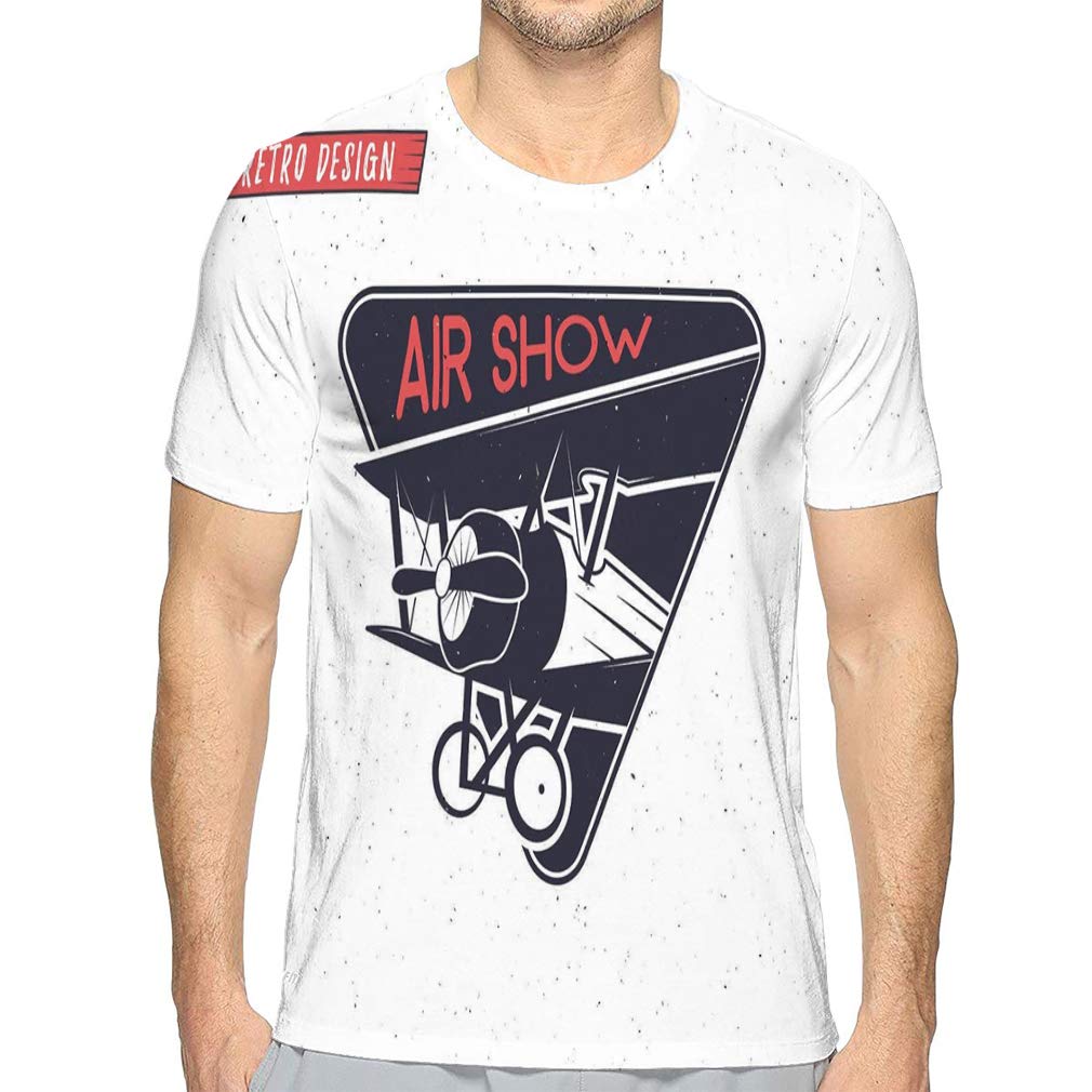 Tees Style T-Shirts Men Women airshow Emblem Biplane Label Retro Airplane Badges Elements Vintage Prints Aviation Stamp Aircraft Logo Travel