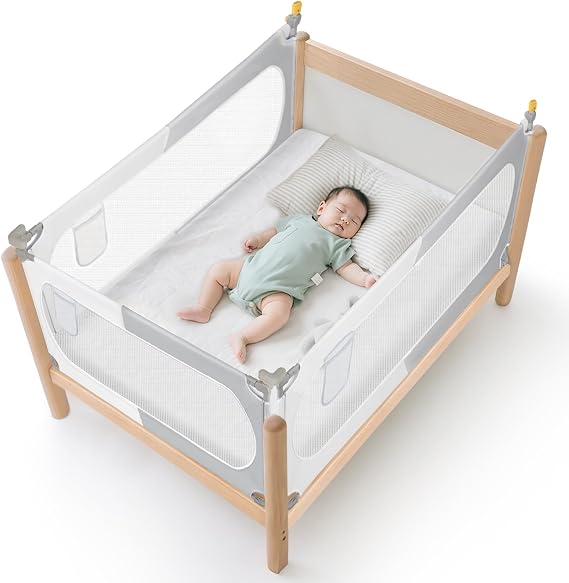 OUUTMEE Barrière de Lit Bébé Anti-Chute Réglable 30 Hauteurs avec Filet Respirant