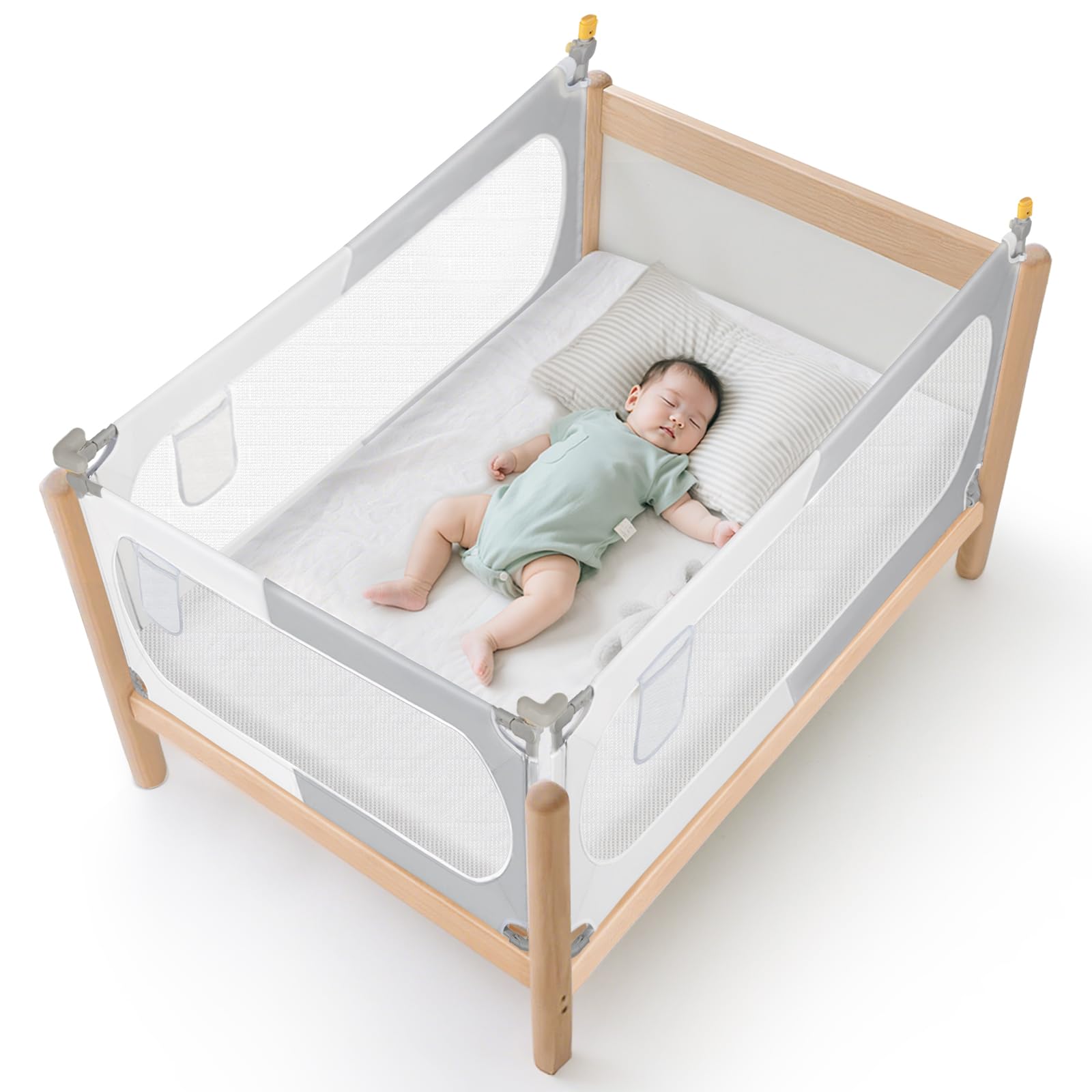 OUUTMEE 120cm Bed Rail for Toddlers,Safety Bed Rail for Kids Baby, Bed Guard for Double/King/Super King/Single beds, Sleep Rail bumbers Fence,1 Pack-Grey//White