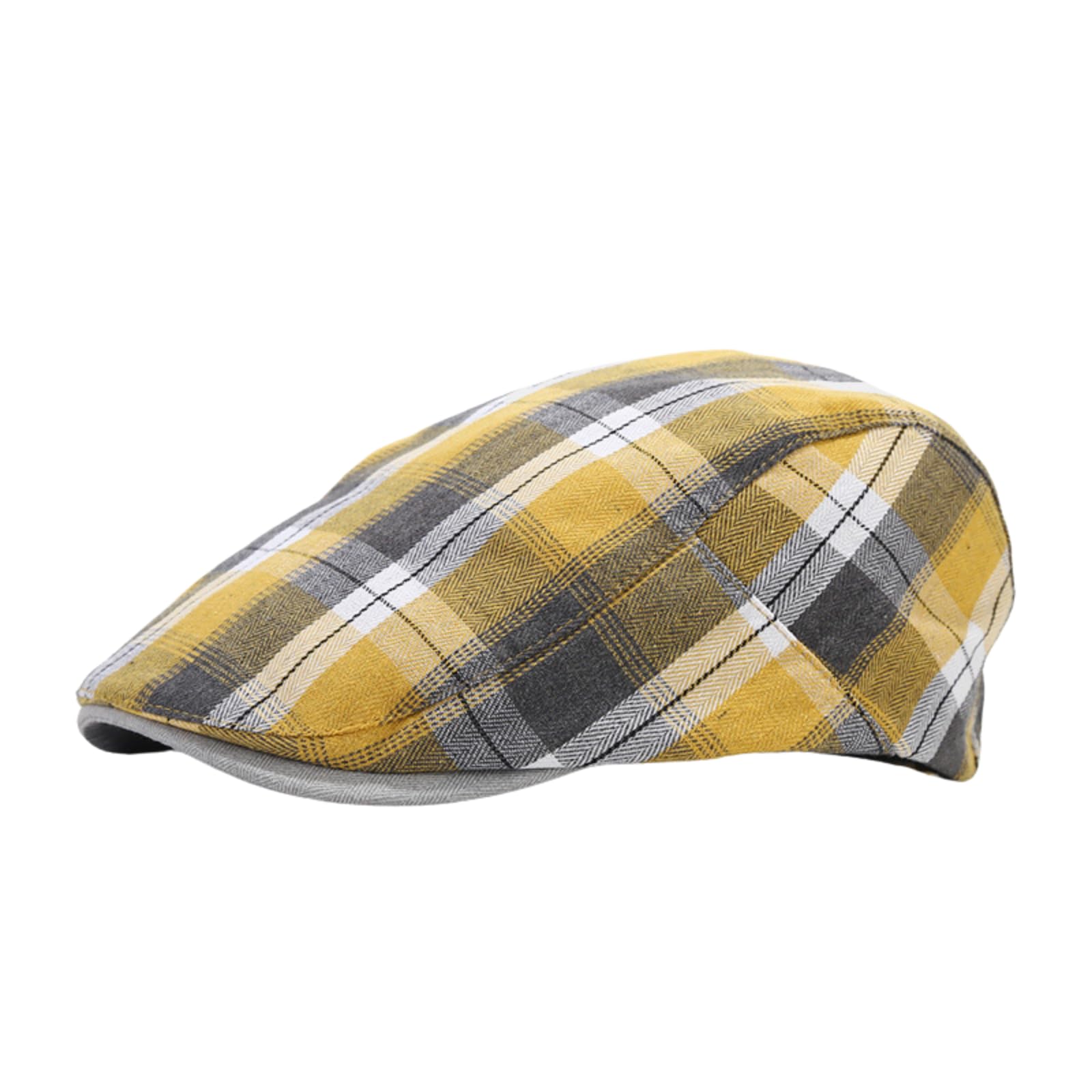 yolrdiw Women Vintage Plaid Ivy Flat Cap Gatsby Cabbie Driving Newsboy Hat for Men Yellow