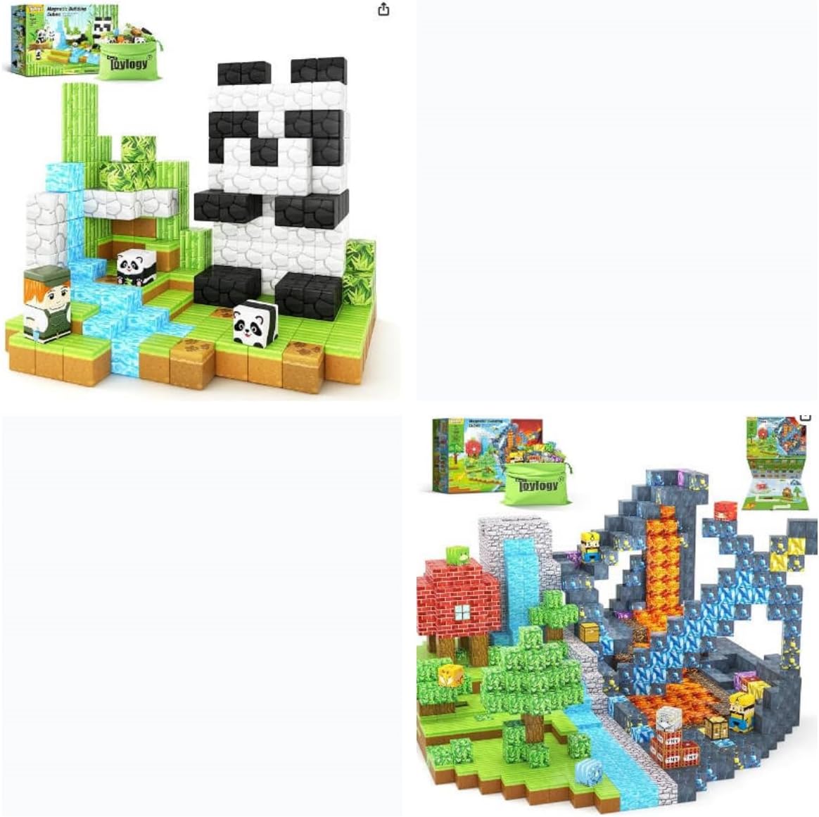 Toylogy 224PCS Magnetic Blocks-Build Mine Magnet World Jurassic Sword Panda Magnet Classroom Must Haves Toddler Toys, Montessori Kids Toys Christmas Birthday Gifts