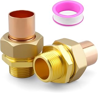 2PCS 3/4" C x MIP Brass Pipe Union (Sweat to Male)