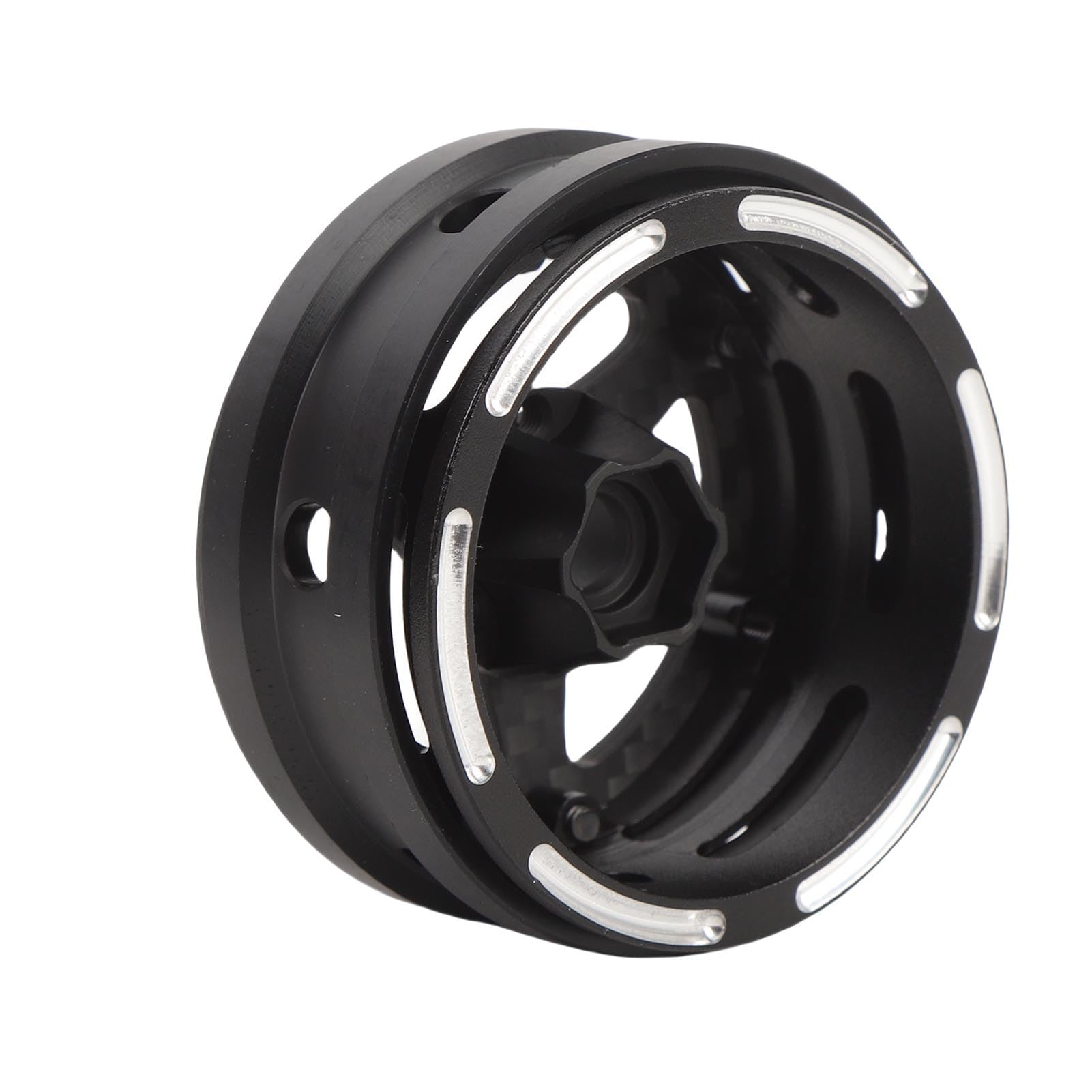 Generic Cerchione RC, Cerchio RC a 3 Razze Leggero in Fibra di Carbonio da 1,9 Pollici, Posteriore in Lega di Alluminio CNC con di Rapido Pneumatici per Cingolato SCX10 D90 Capra 1/10