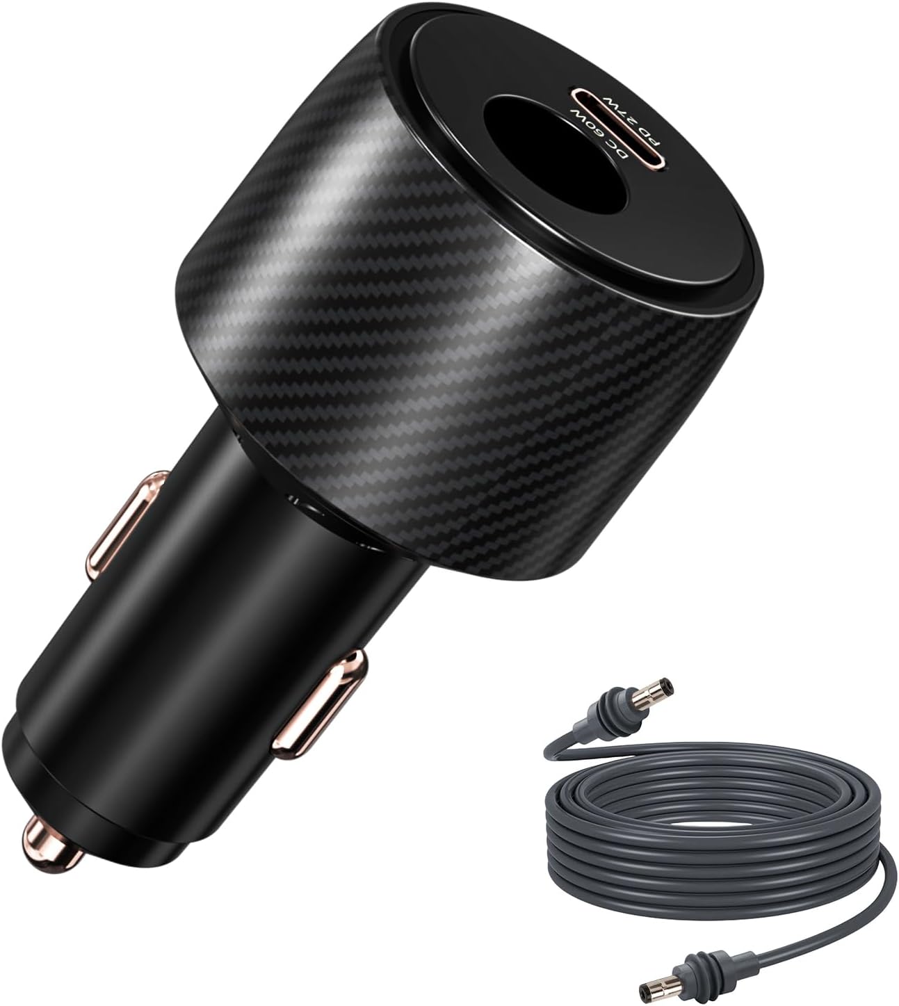 2 in 1 Starlink Mini Car Adapter 12V to 24V DC Step Up Converter, 6.5FT 20AWG Starlink Mini Cable with Cigarette Lighter Adapter 60W DC + 27W PD Car Power Supply for RVs, Boats, Trucks