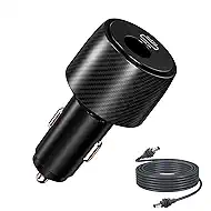 2 in 1 Starlink Mini Car Adapter 12V to 24V DC Step Up Converter, 6.5FT 20AWG Starlink Mini Cable with Cigarette Lighter Adapter 60W DC + 27W PD Car Power Supply for RVs, Boats, Trucks