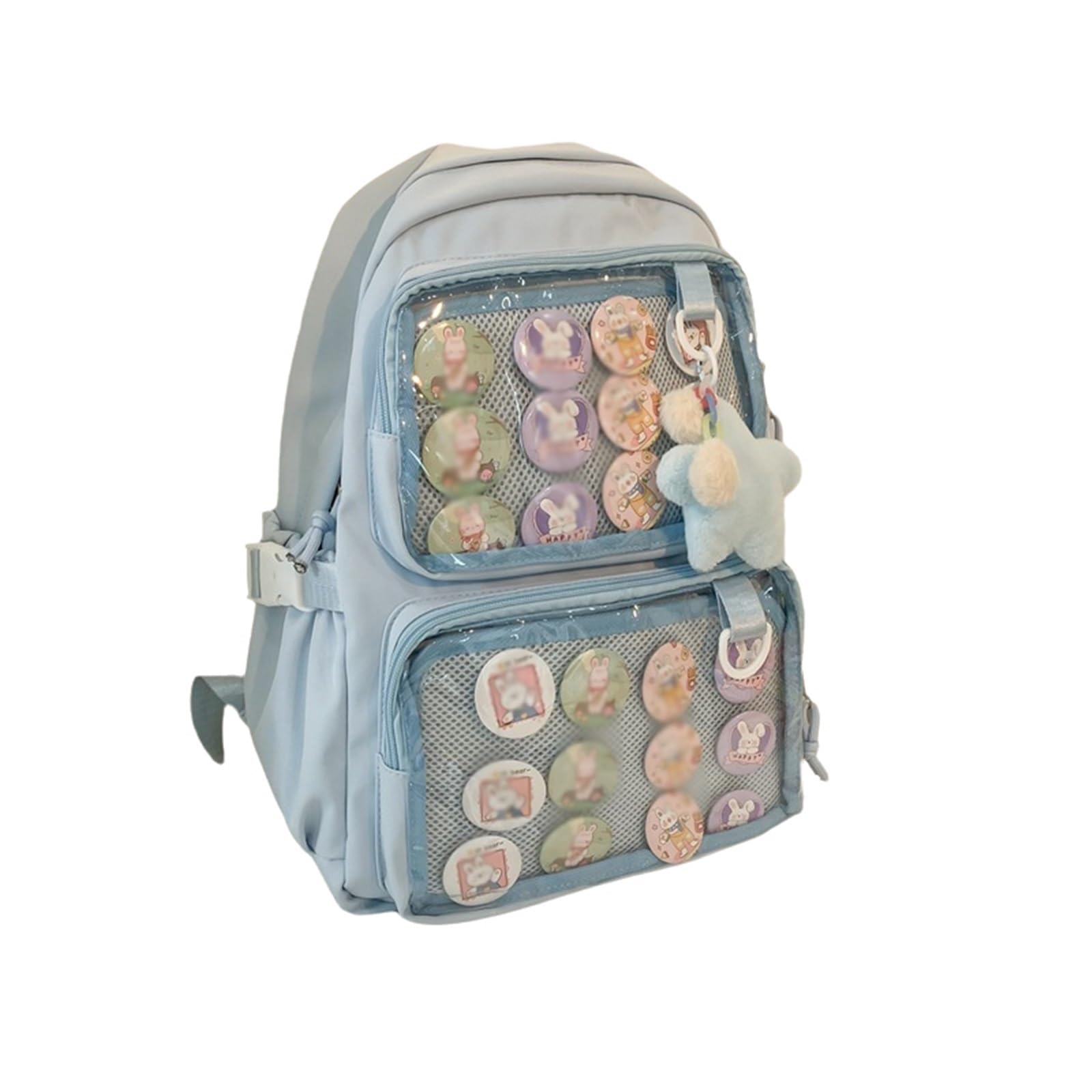BBNSIV Kawaii Pin Display Backpack with Inserts for Pins, Cute Daypack for Girls, Women & Men (Blue)