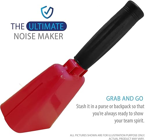Miniatura 43 de Deke Home - Paquete de 2 cencerros de acero de 10 pulgadas con asa, fabricantes de ruido fuerte para fútbol, deportes, fiestas, competiciones, Azul