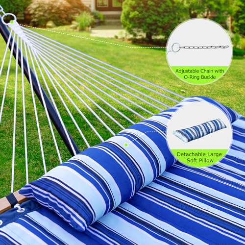 Image of ANAGOO Double Hammock with Stand 500lbs Heavy Duty Outdoor Two Person Blue