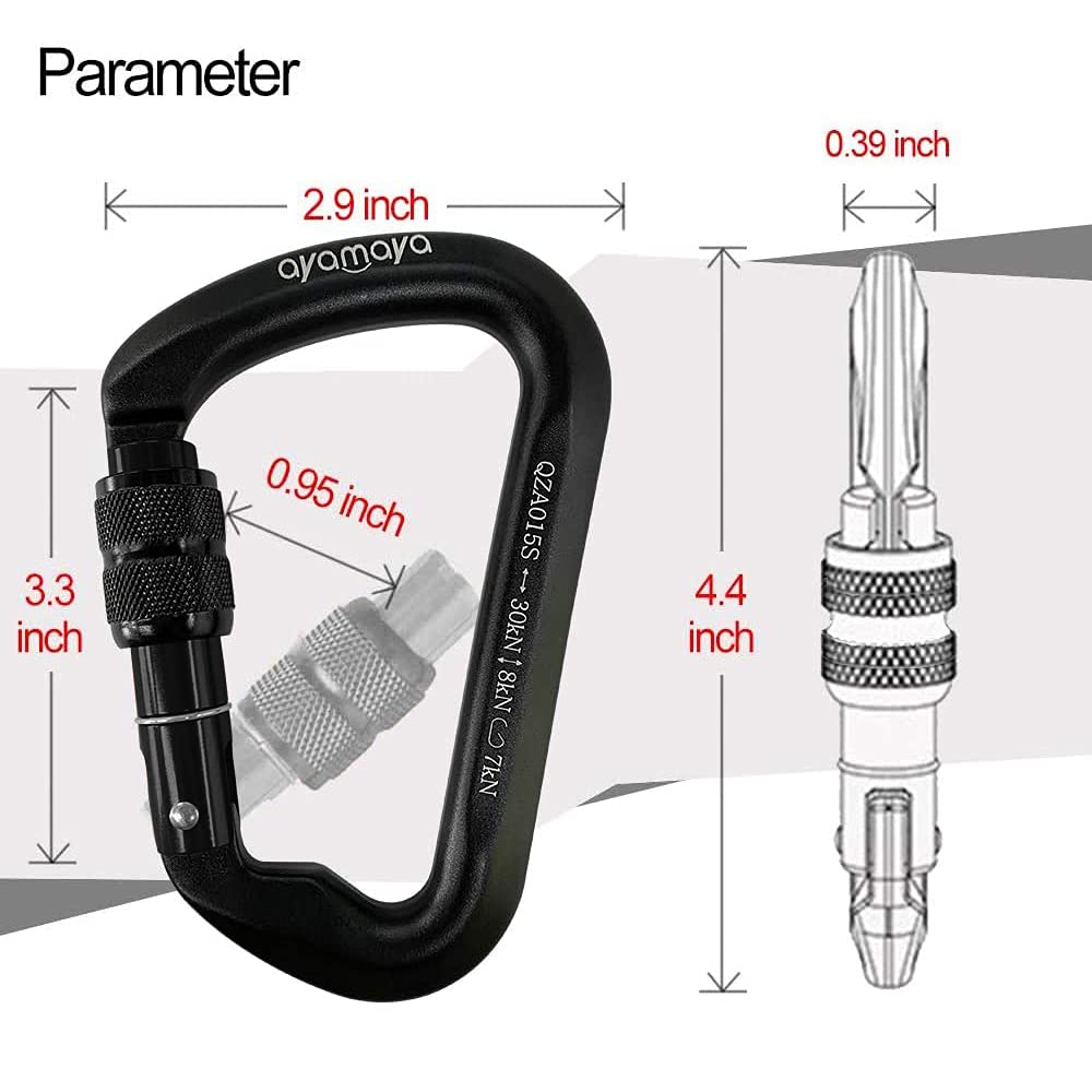 Mosquetón De Bloqueo 12KN - Aluminio 7075, Forma De D, Para Escalada, Senderismo, Hamacas Y Equipo De Emergencia