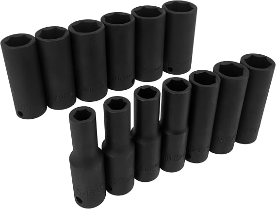 Genius Tools 13PC 3/8 Dr. SAE Deep Impact Socket Set - TF-313SD