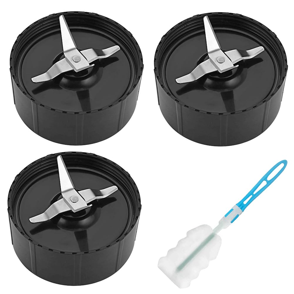 Cross Blades for The Original Magic Bullet Blender Kitchen Express 250w MB1001 Series - with Mixer Blade Rubber Seal Replacement Parts - 3 Pack