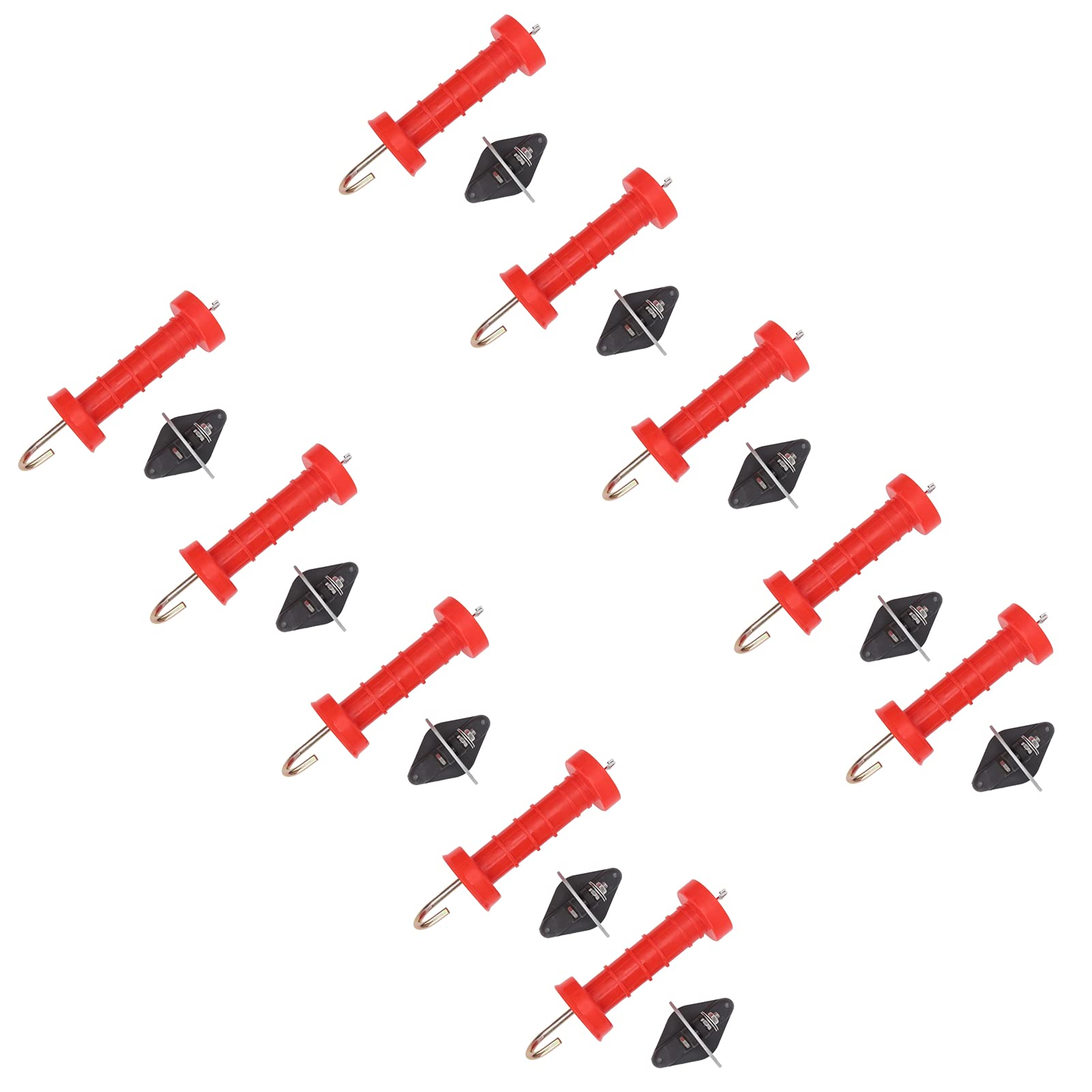 Maniglie per Cancelli per Recinzione Elettrica 10 Pezzi Rosso ABS Caldo Freddo con Isolatori 10 Pezzi Il Prodotto in Tessuto ABS Ha Isolatori per Recinzione Elettrica