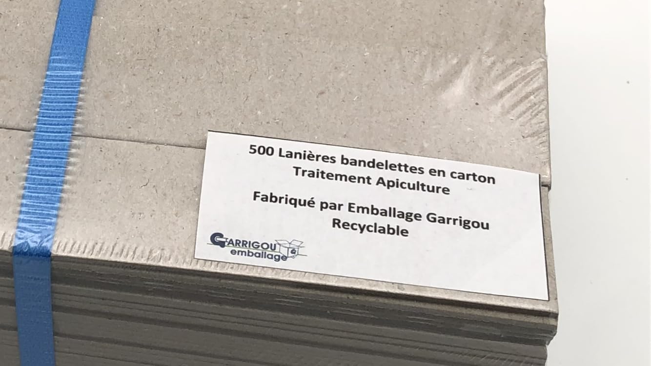 Lot 500 bandelettes lanières Carton Gris Format 220x35 m/m Contre Le varroa varoa Apiculture Bande Carton