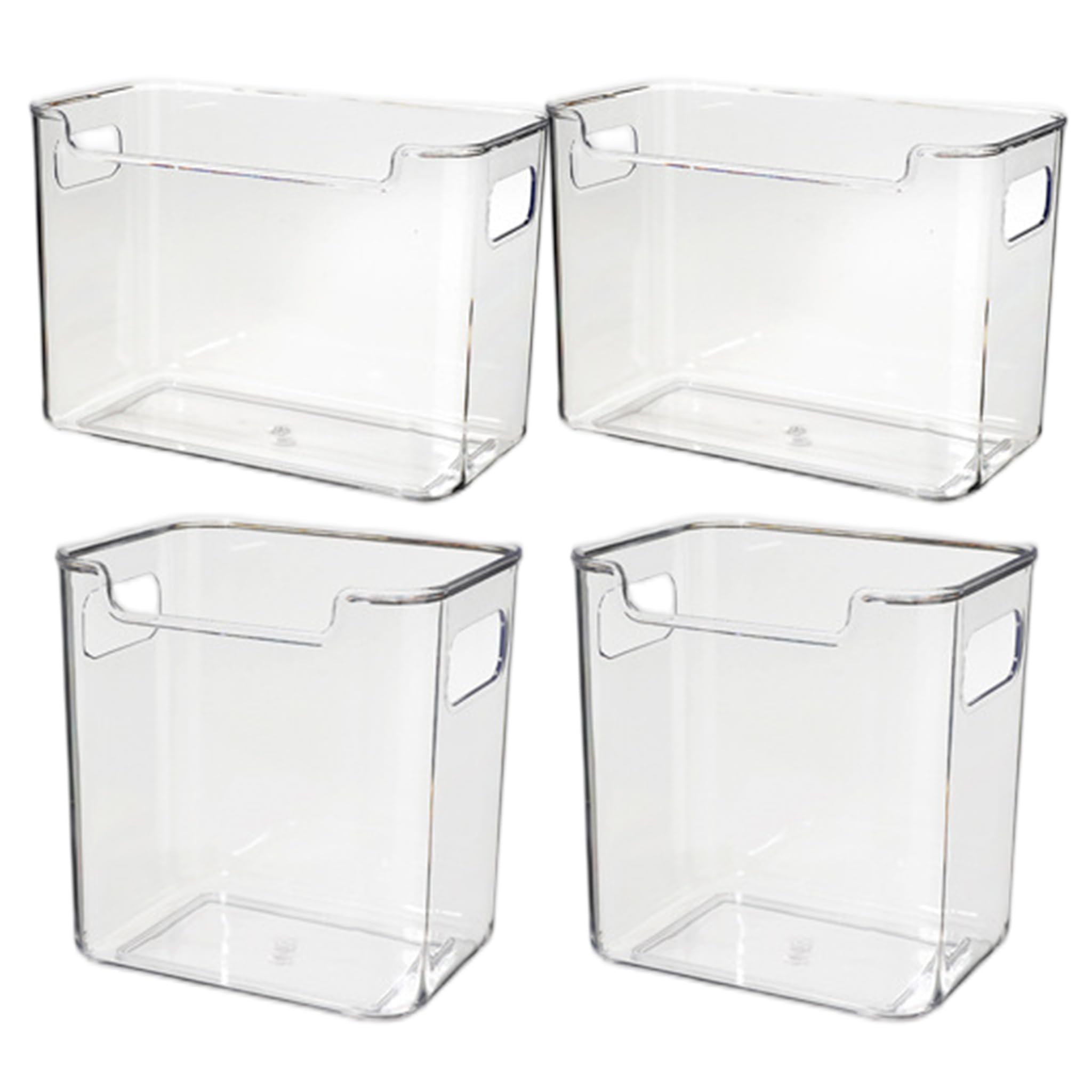 Xweptuy 4PCS Freezer Organizer, Clear Plastic Freezer Storage Bins with Handle Space Saving & Easy Clean for Veggies Fruits Condiments More, 2 Sizes