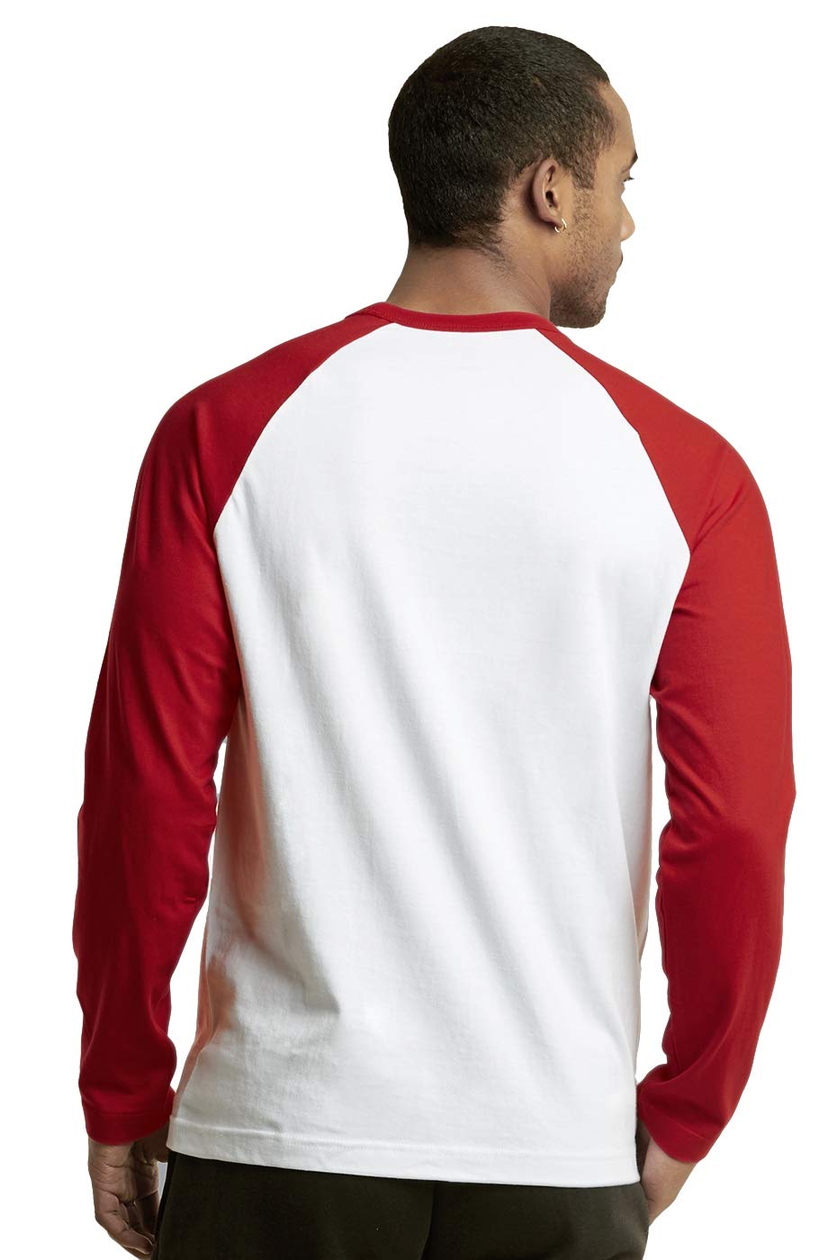 TOP PRO Men's Full Sleeve Casual Raglan Jersey Baseball Tee Shirt (M, RED/WHT)