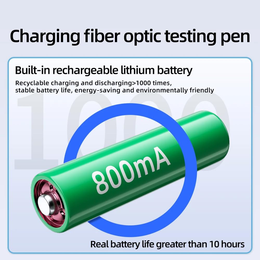 Localisateur visuel de défauts fibre optique rechargeable 15 mW, stylo lumineux Vert, connecteur Type-C, testeur de fibre optique compatible avec les connecteurs SC/FC/ST/LC, outil VFL