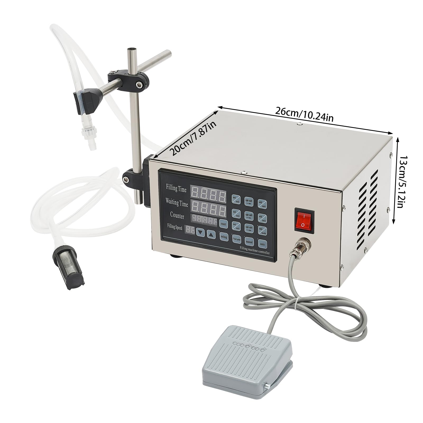 Abfüllmaschine, 50W Flüssigkeitsabfüllmaschine 1 Köpfe Flüssigkeit Abfüllmaschine Füllmaschine Digitale Steuerung 5-3500ml