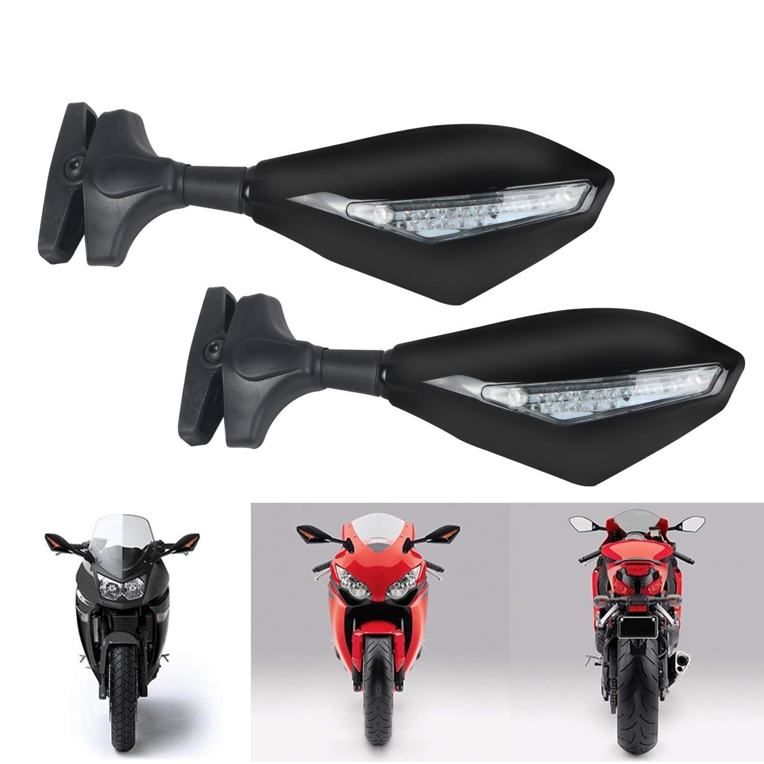 Gate 7 Motorcycle Rear View Side Glass Mirror with Amber LED Turn