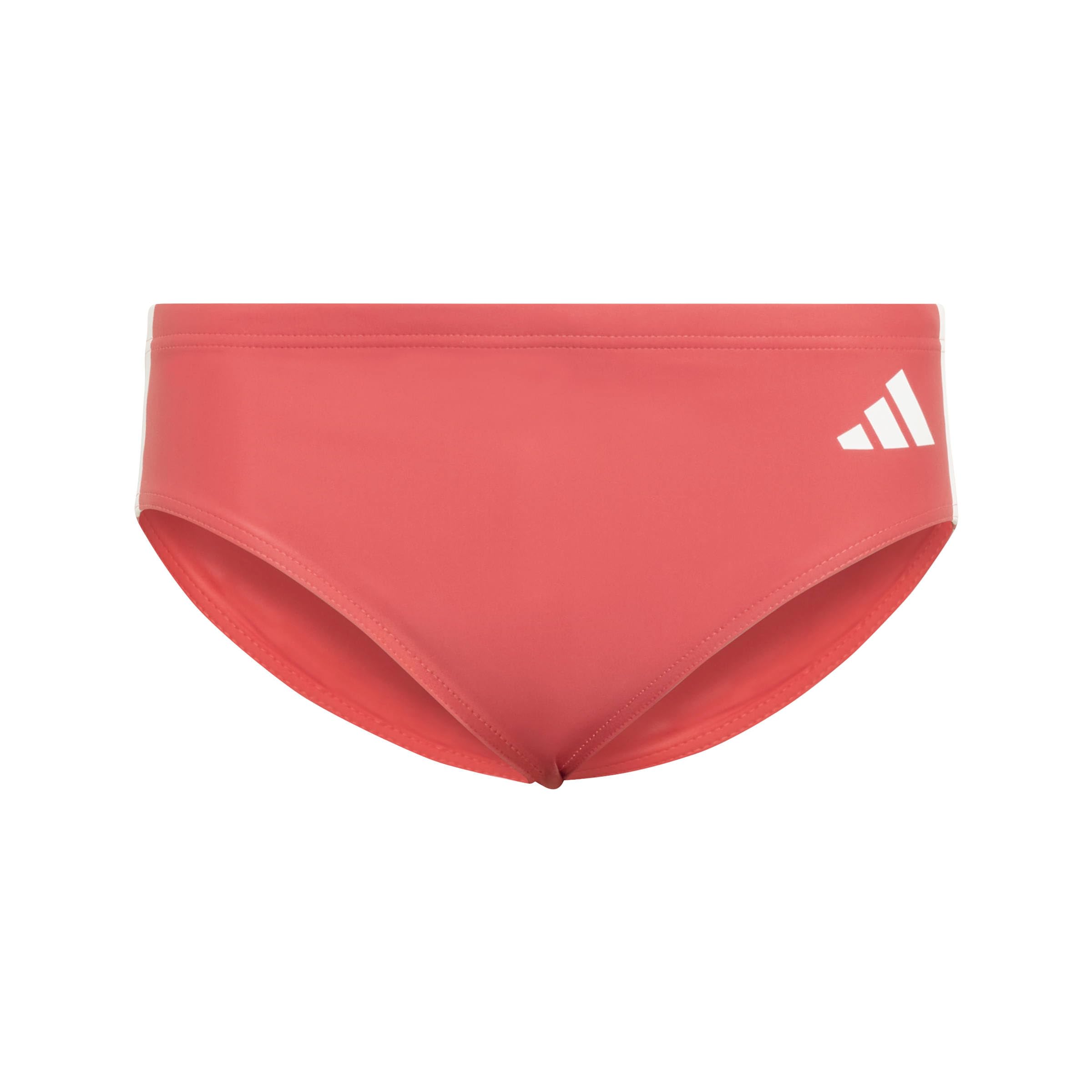 adidas Men's 3 Stripes Swim Trunks, semi Lucid red/White, 36