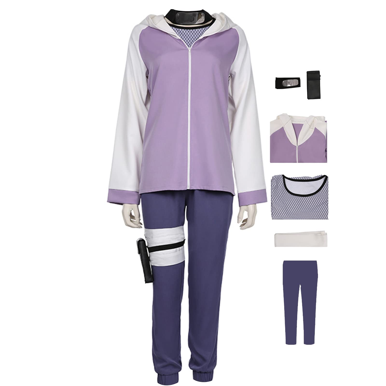 EROOLU Hinata Hyuga Cosplay Costume with Wig Hinata Cosplay Hoodie for Women Halloween Uniform Set