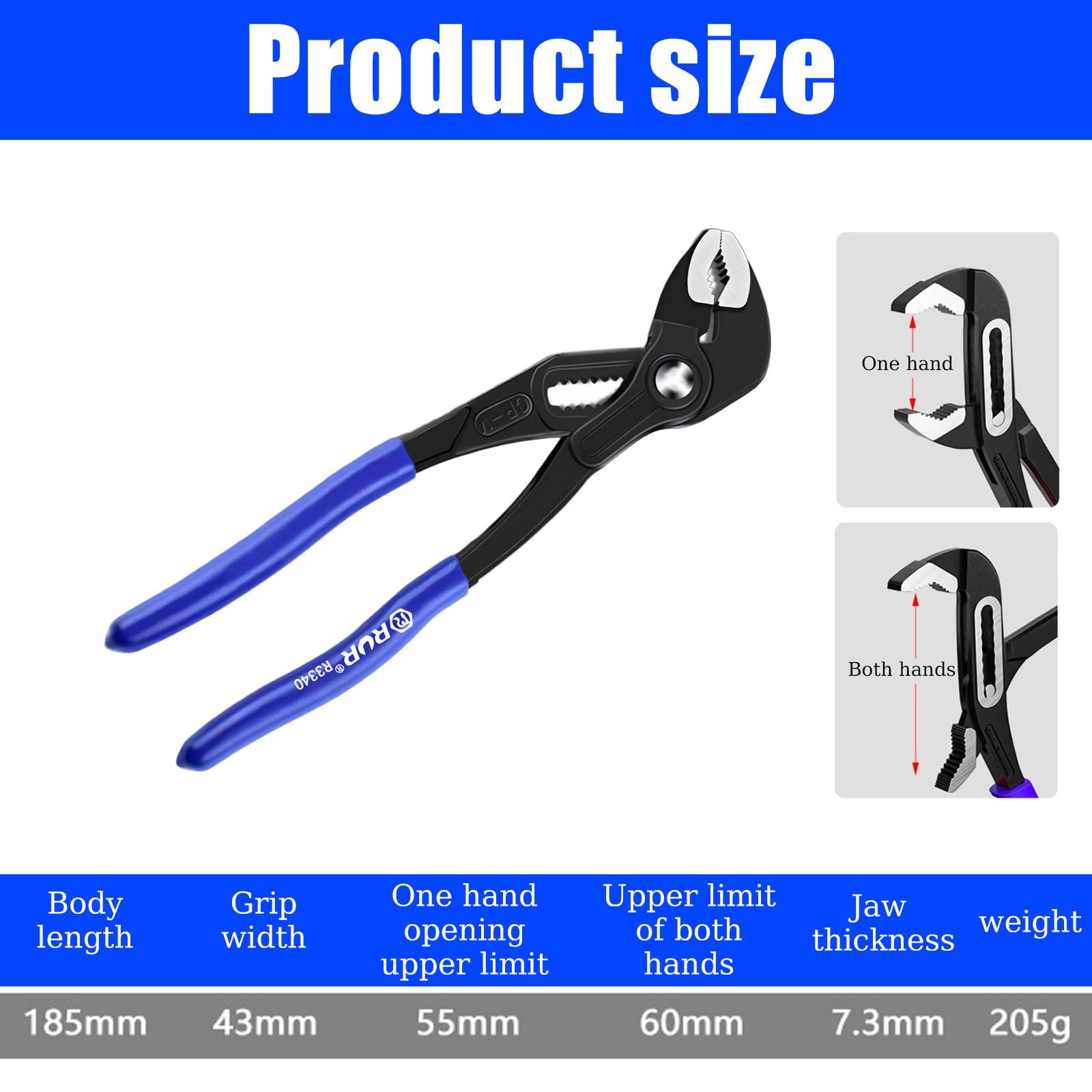VINSPIRE Water Pump Pliers, 200mm Pliers Wrench, Max Jaw 68mm (Double), 35mm (Single),Quick Multi-Function Adjustable Wrench - Image 3