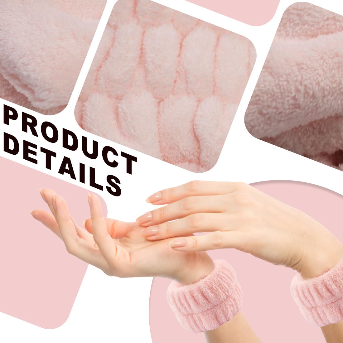 Lot 4 Paires Bracelets Lavage Visage Microfibre - Absorbants, Confortables | Spa, Maquillage, Toilette